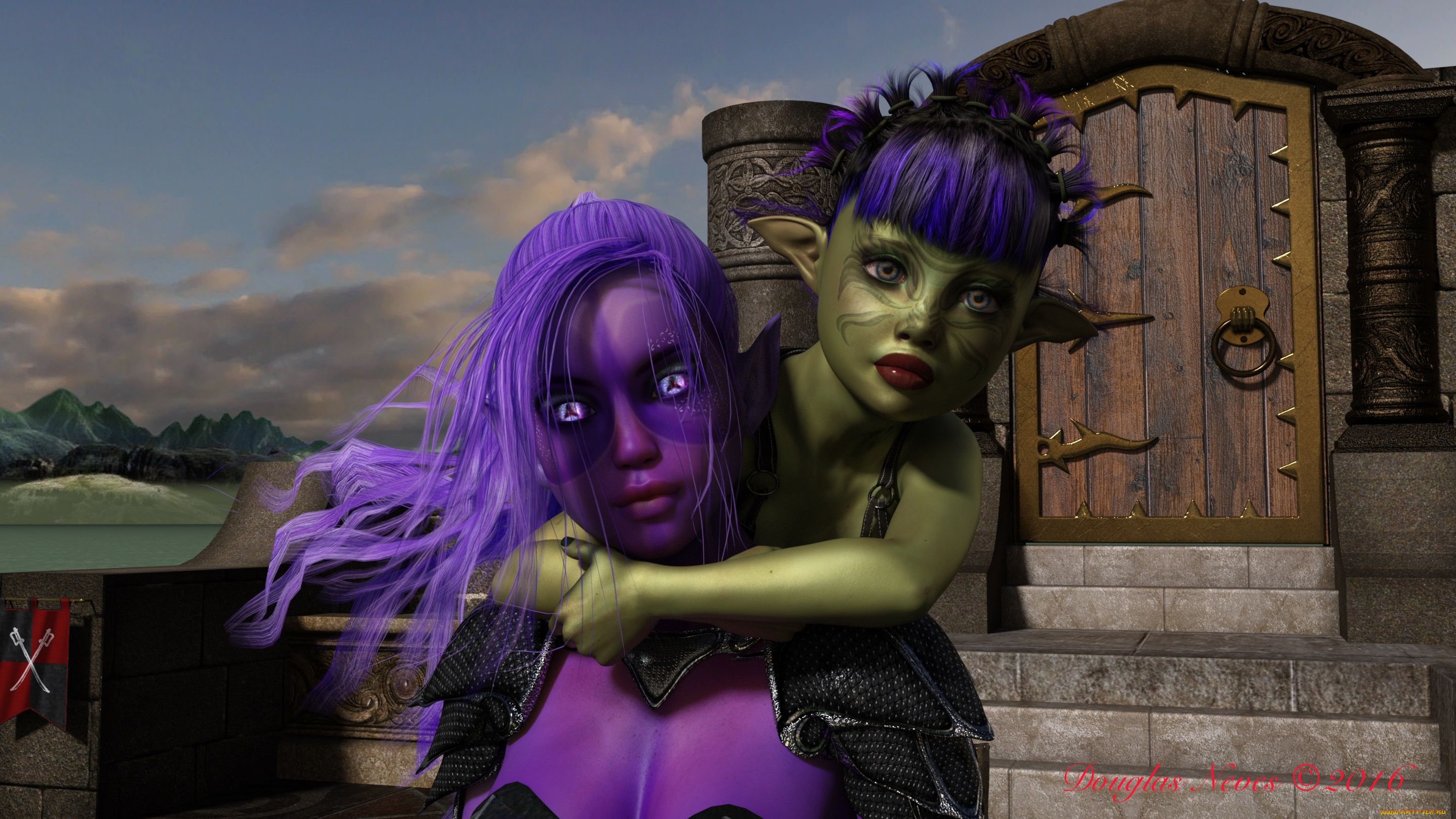 3д, графика, эльфы, , elves, фон, эльфийка, взгляд