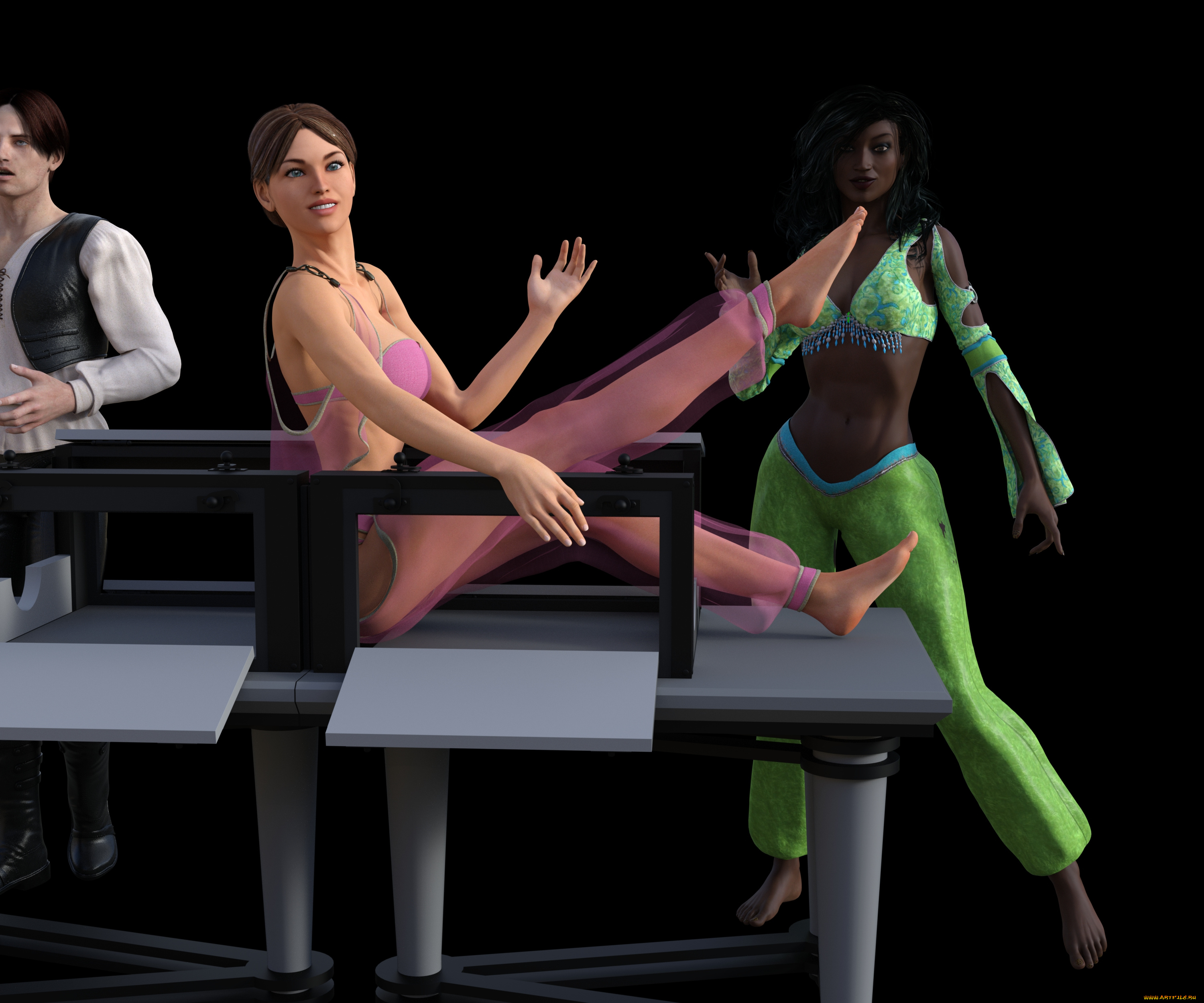 3д, графика, люди, , people, фон, иллюзионисты, взгляд, девушки