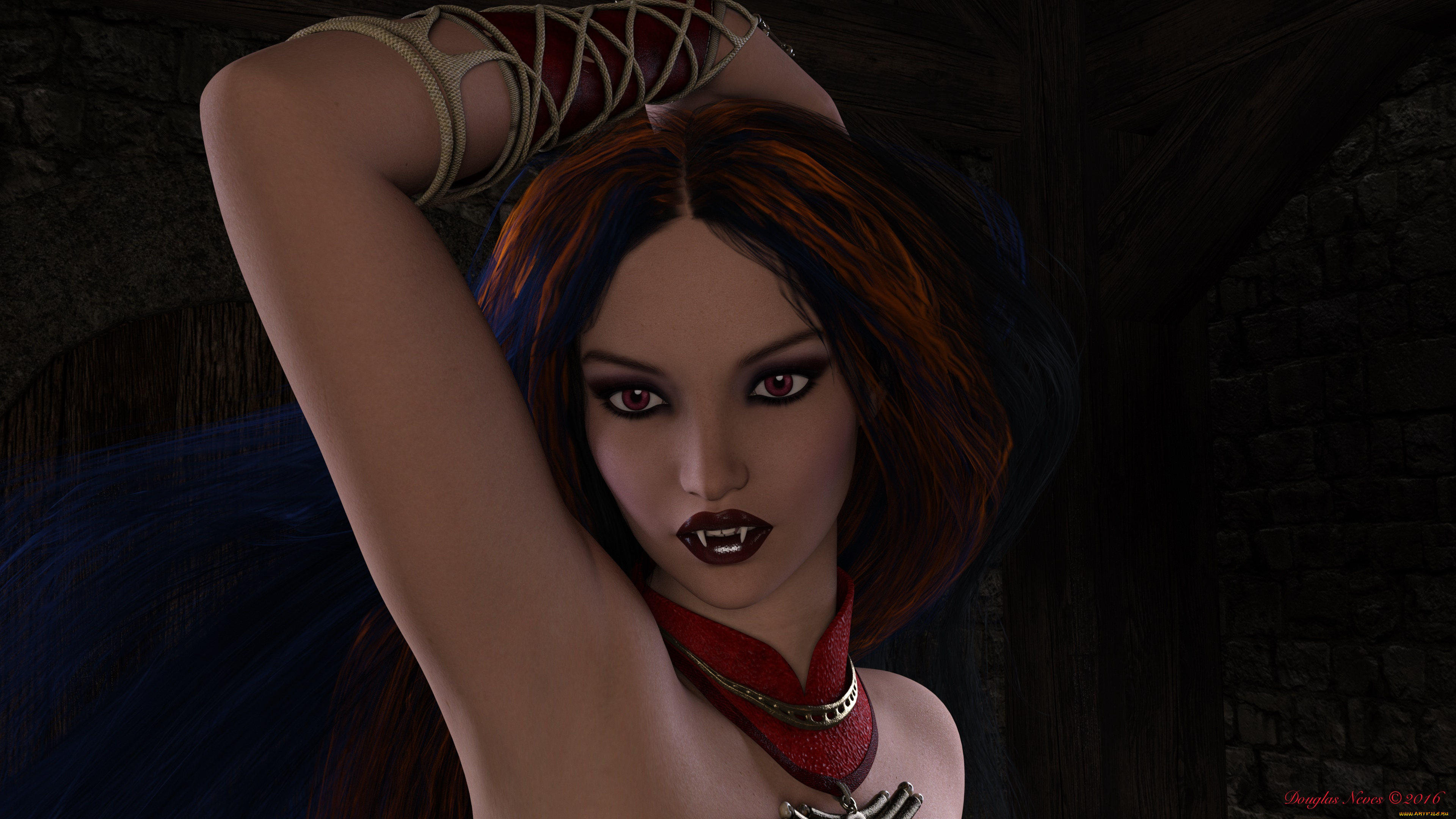 3д, графика, существа, , creatures, вампир, фон, взгляд, девушка