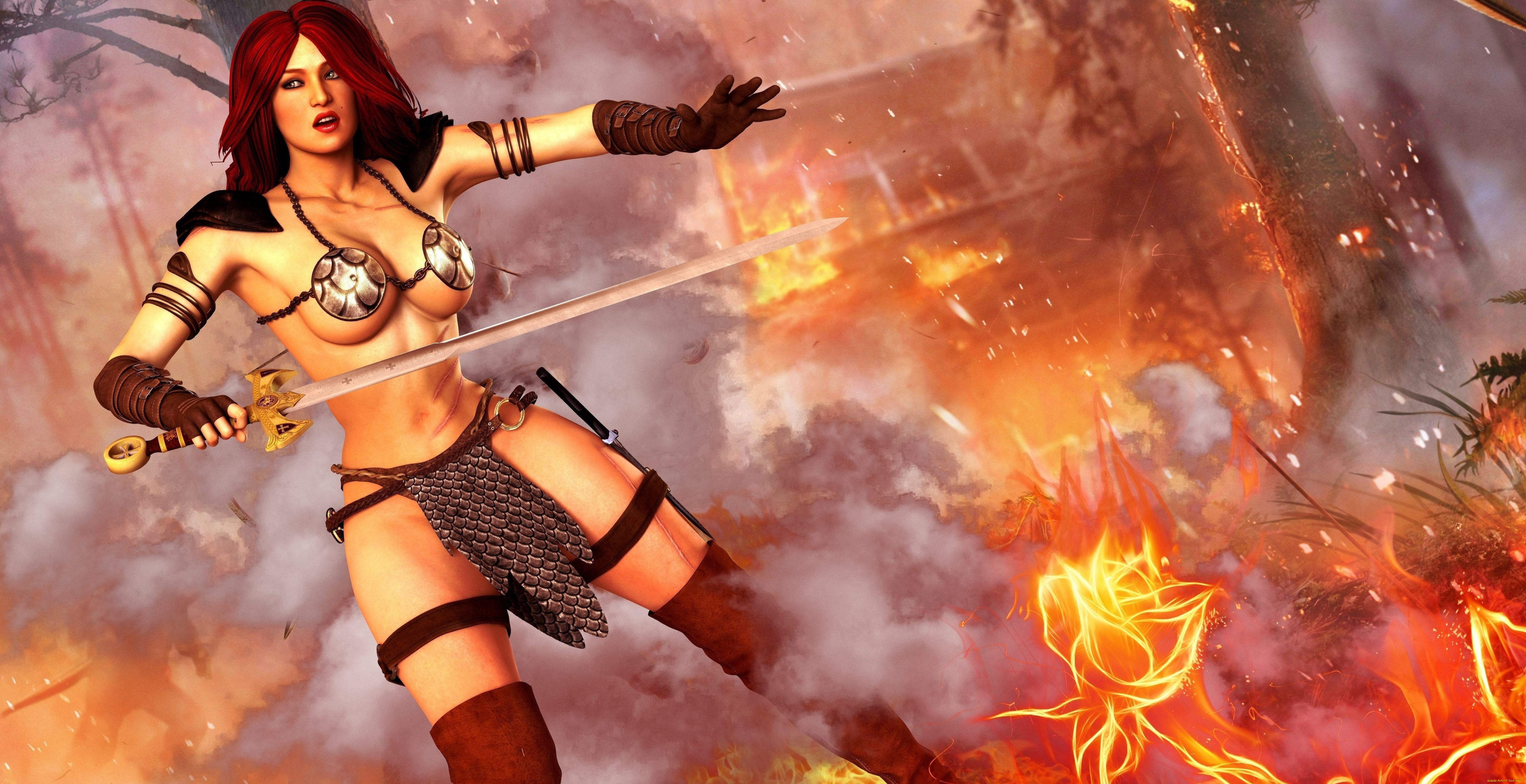 3д, графика, фантазия, , fantasy, девушка, взгляд, фон