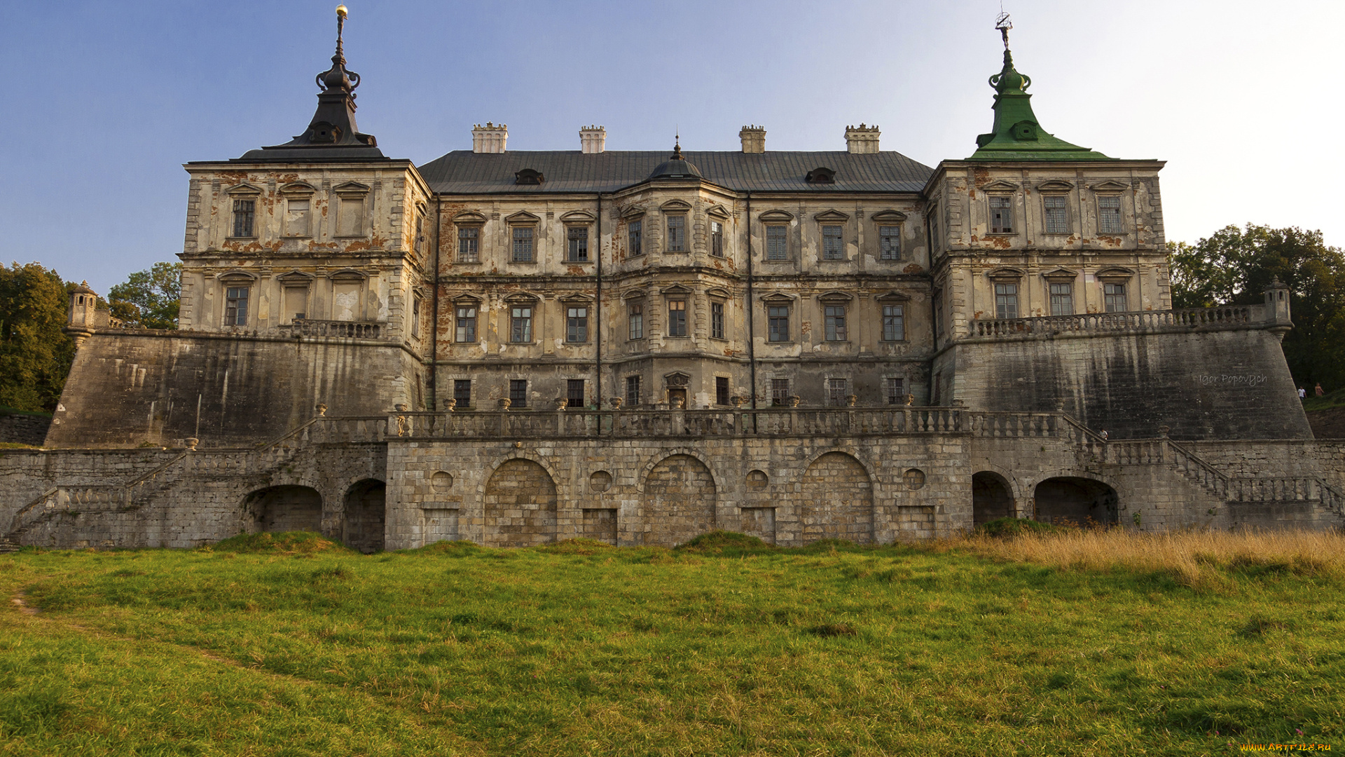 города, -, дворцы, , замки, , крепости, замок, трава, украина, львов, лужайка, lviv, pidhirtsi, castle