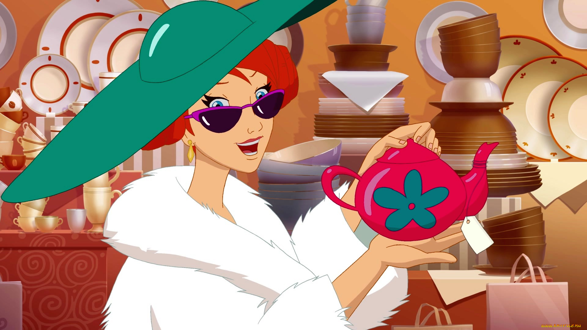 мультфильмы, иван, царевич, и, серый, волк, 3, девушка, очки, шляпа, чайник, эмоции