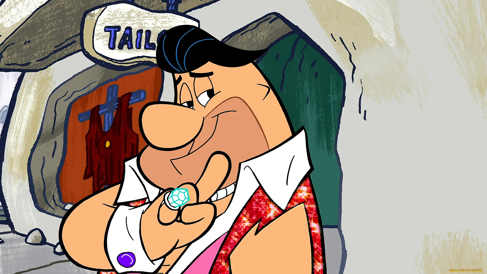 мультфильмы, the, flintstones, челка, кольцо, мужчина