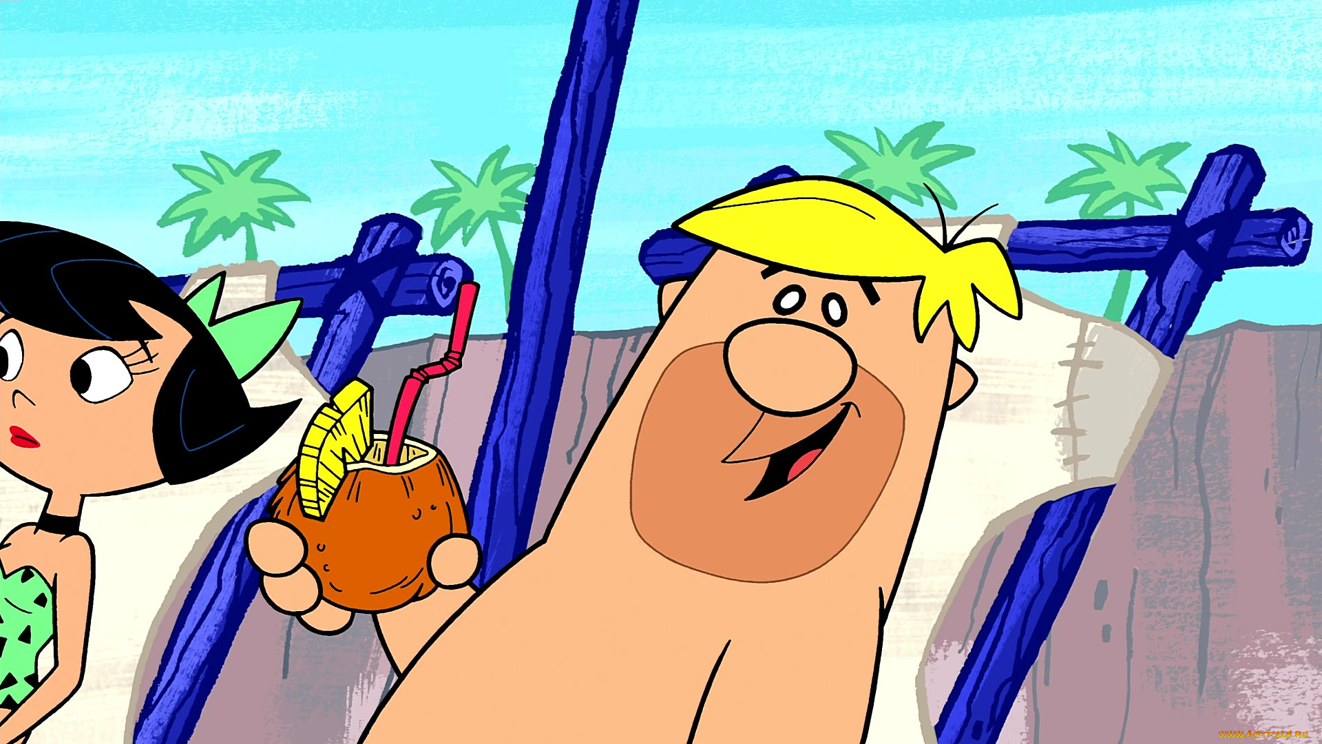 мультфильмы, the, flintstones, мужчина, женщина, коктейль