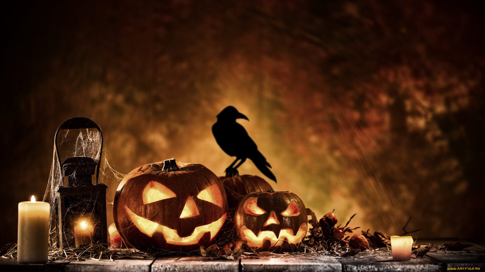 праздничные, хэллоуин, праздник, свечи, хэлуин, тыквы