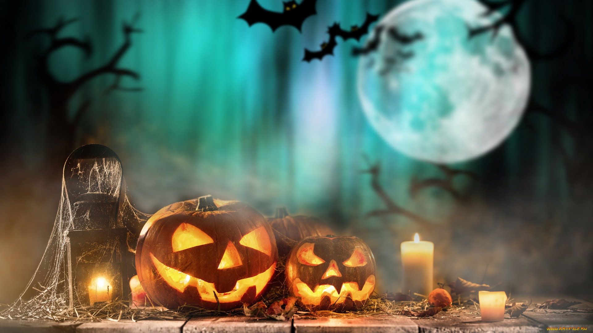 праздничные, хэллоуин, тыквы, праздник, свечи, хэлуин