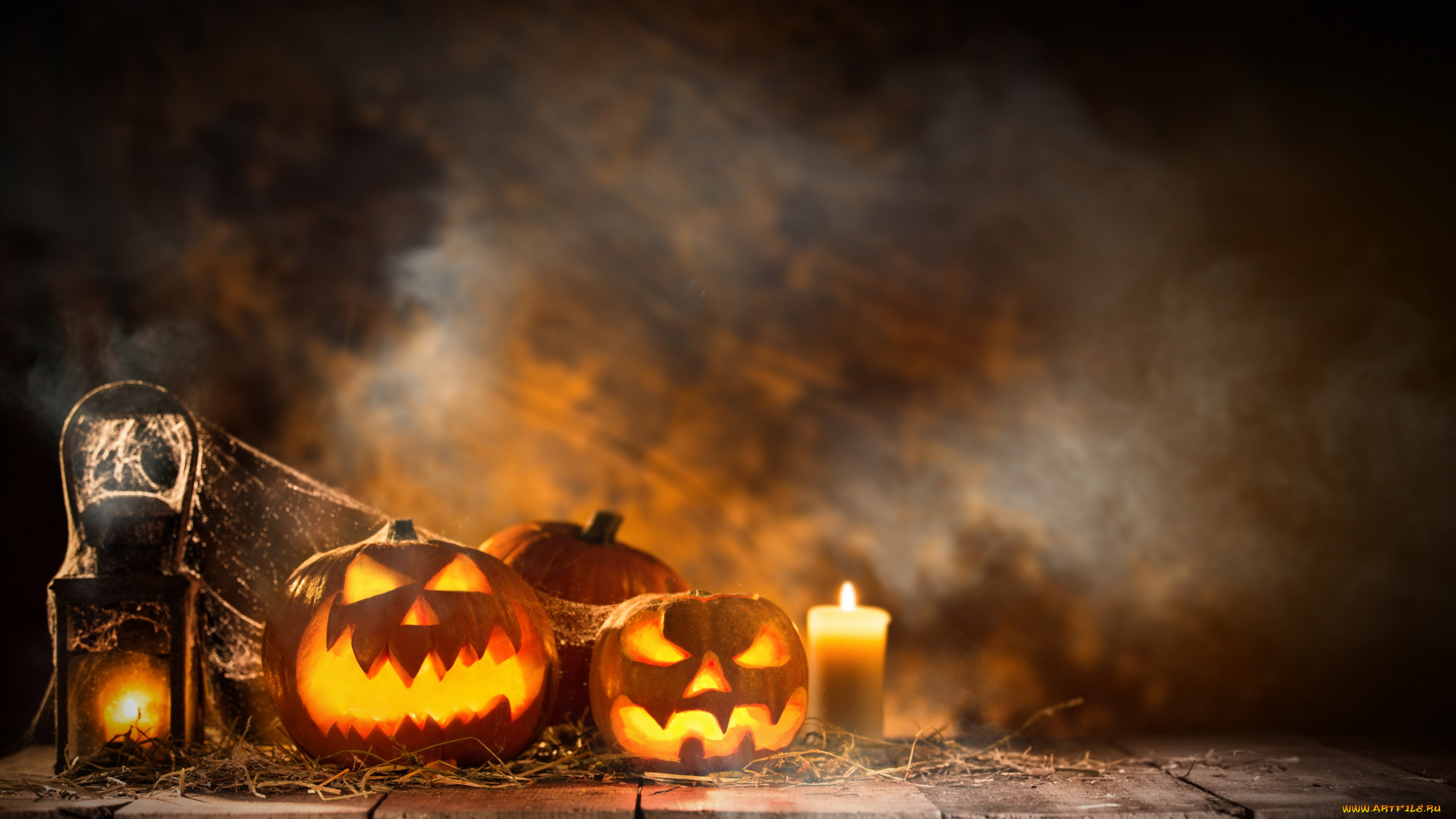 праздничные, хэллоуин, тыквы, праздник, свечи, хэлуин