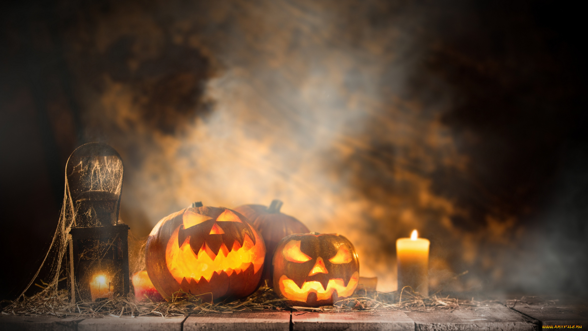 праздничные, хэллоуин, тыквы, праздник, свечи, хэлуин