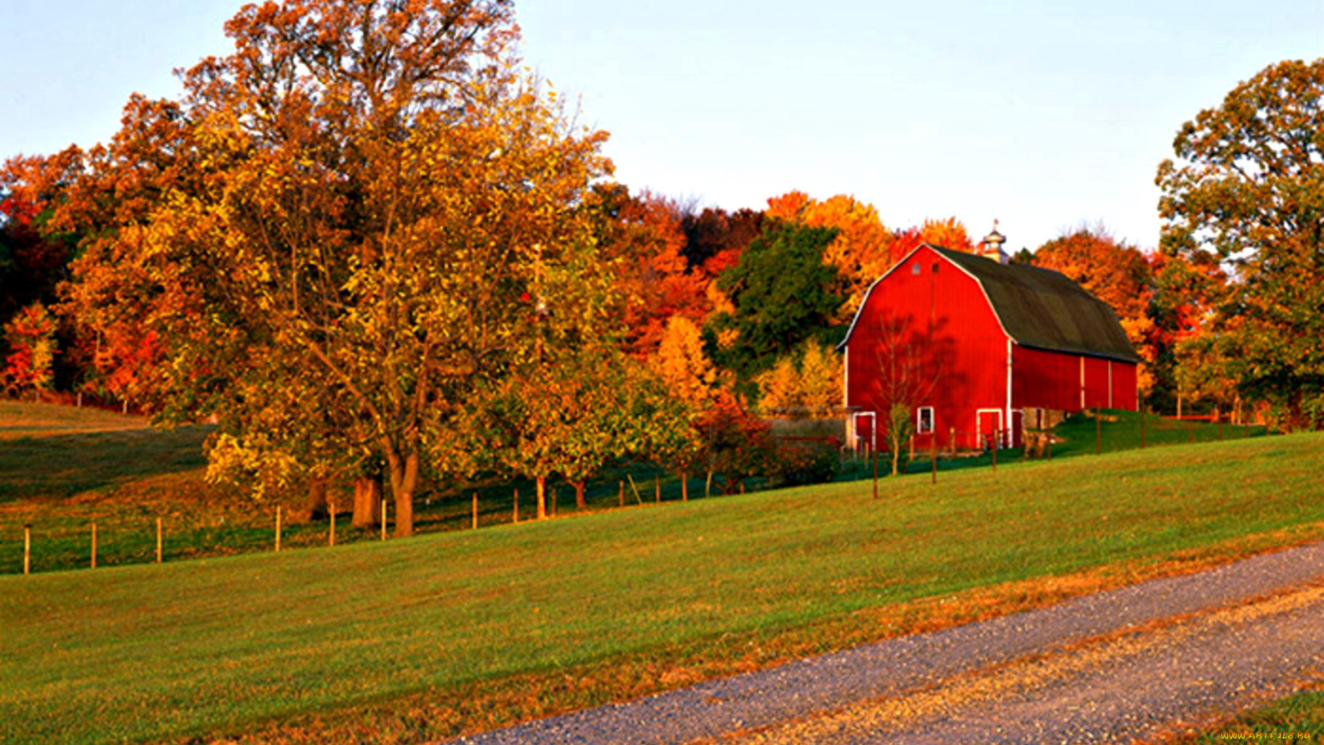 природа, дороги, дом, шоссе, осень