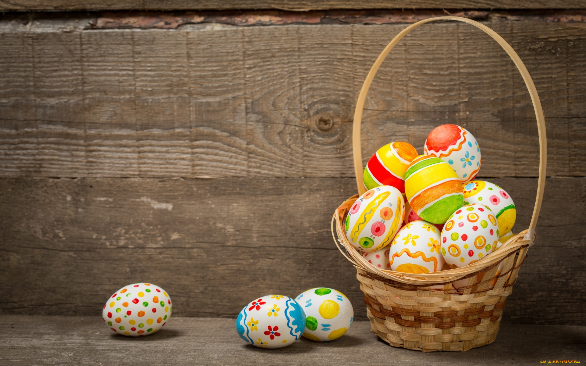 праздничные, пасха, яйца, крашеные, eggs, holiday, happy, spring, basket, wood, colorful, корзина, easter