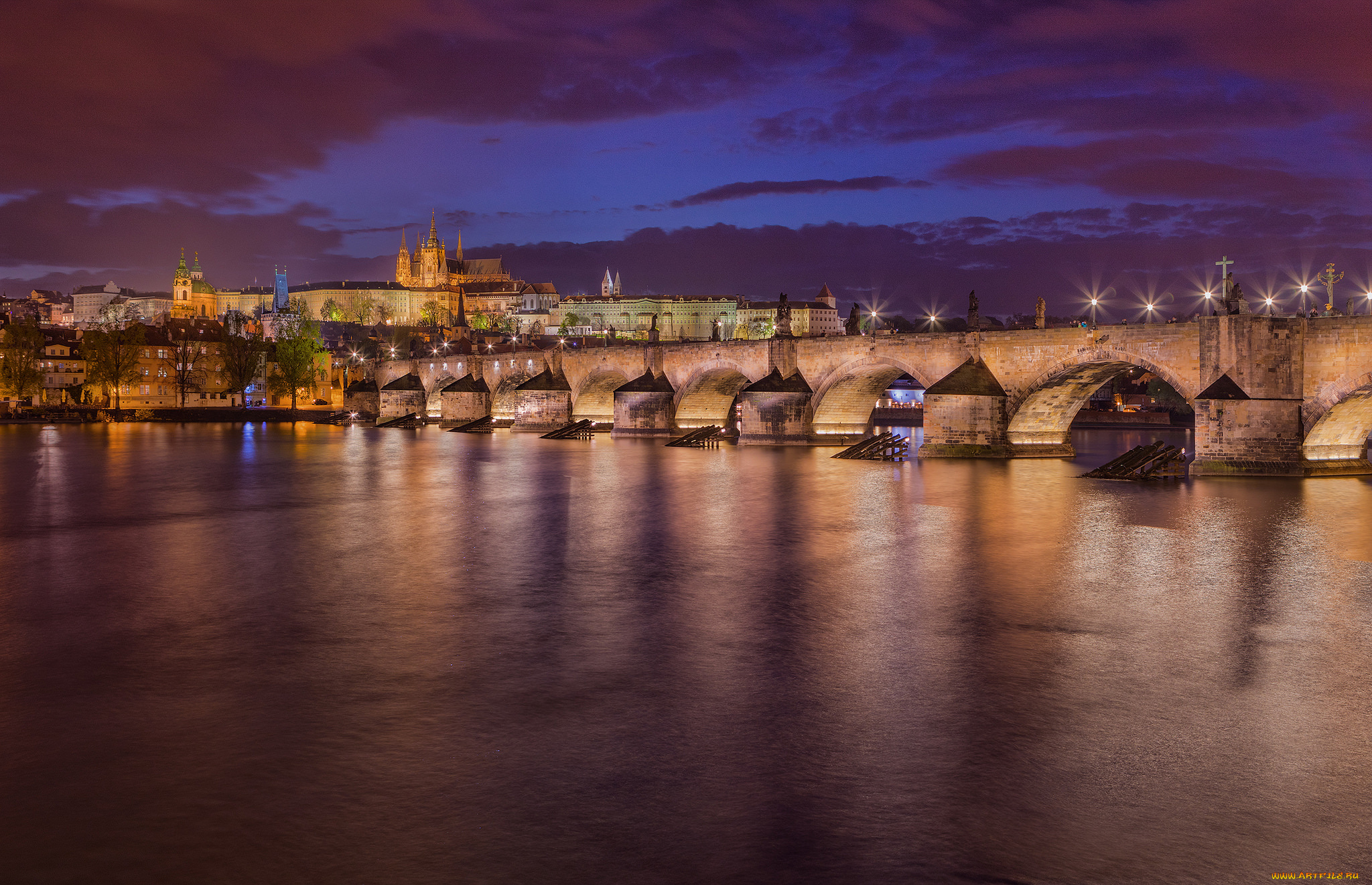 charles, bridge, , prague, города, прага, , Чехия, мост, река