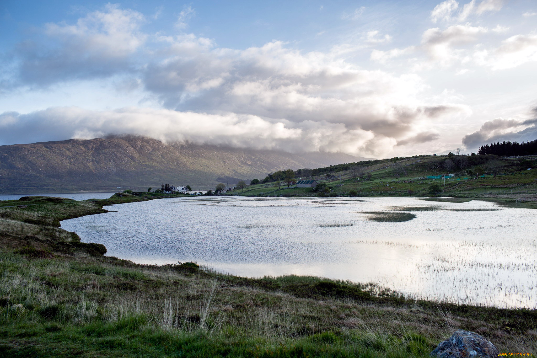 природа, реки, озера, облака, озеро, горы