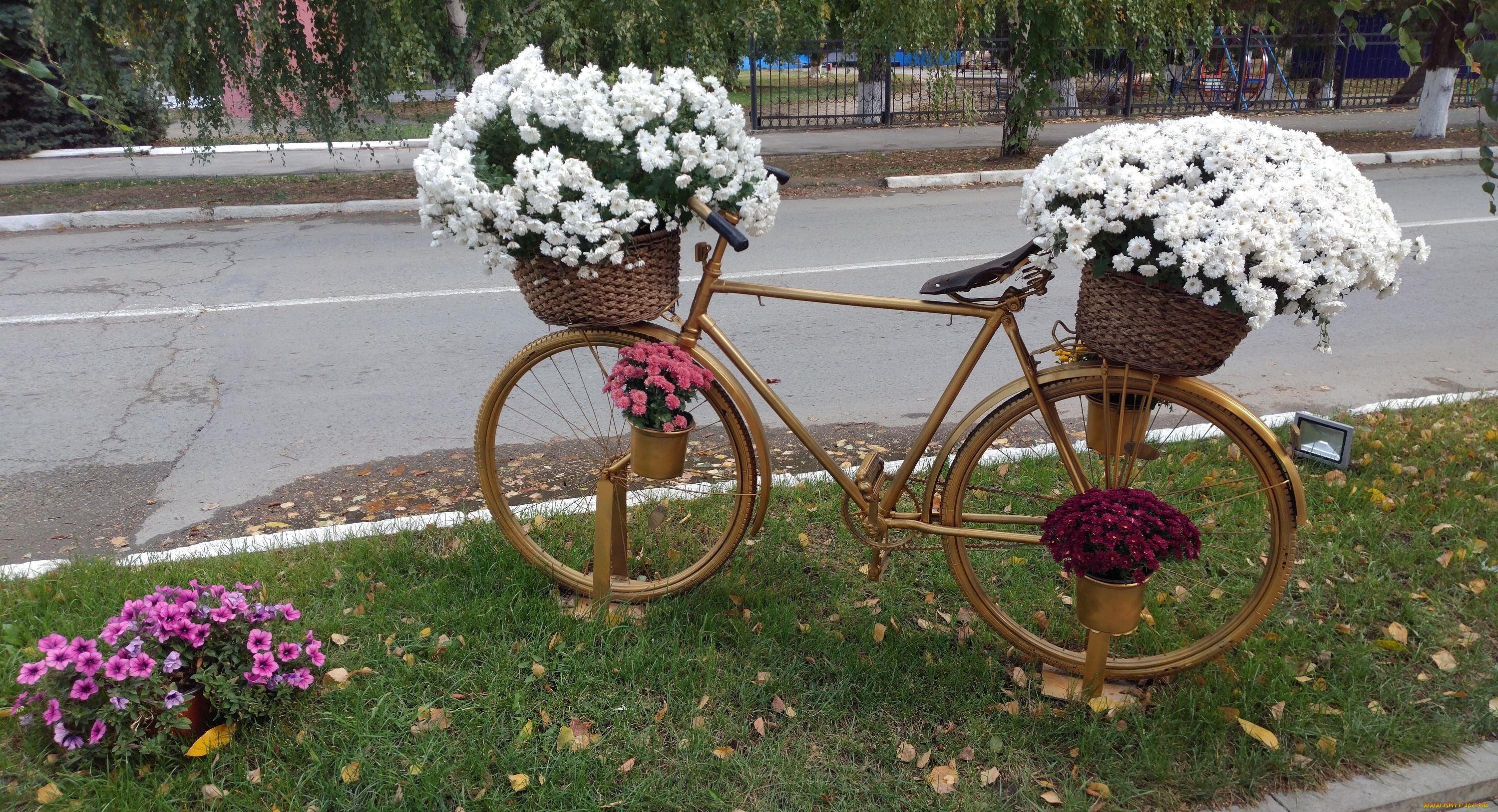 разное, садовые, и, парковые, скульптуры, осень, октябрь, 2017, хризантемы