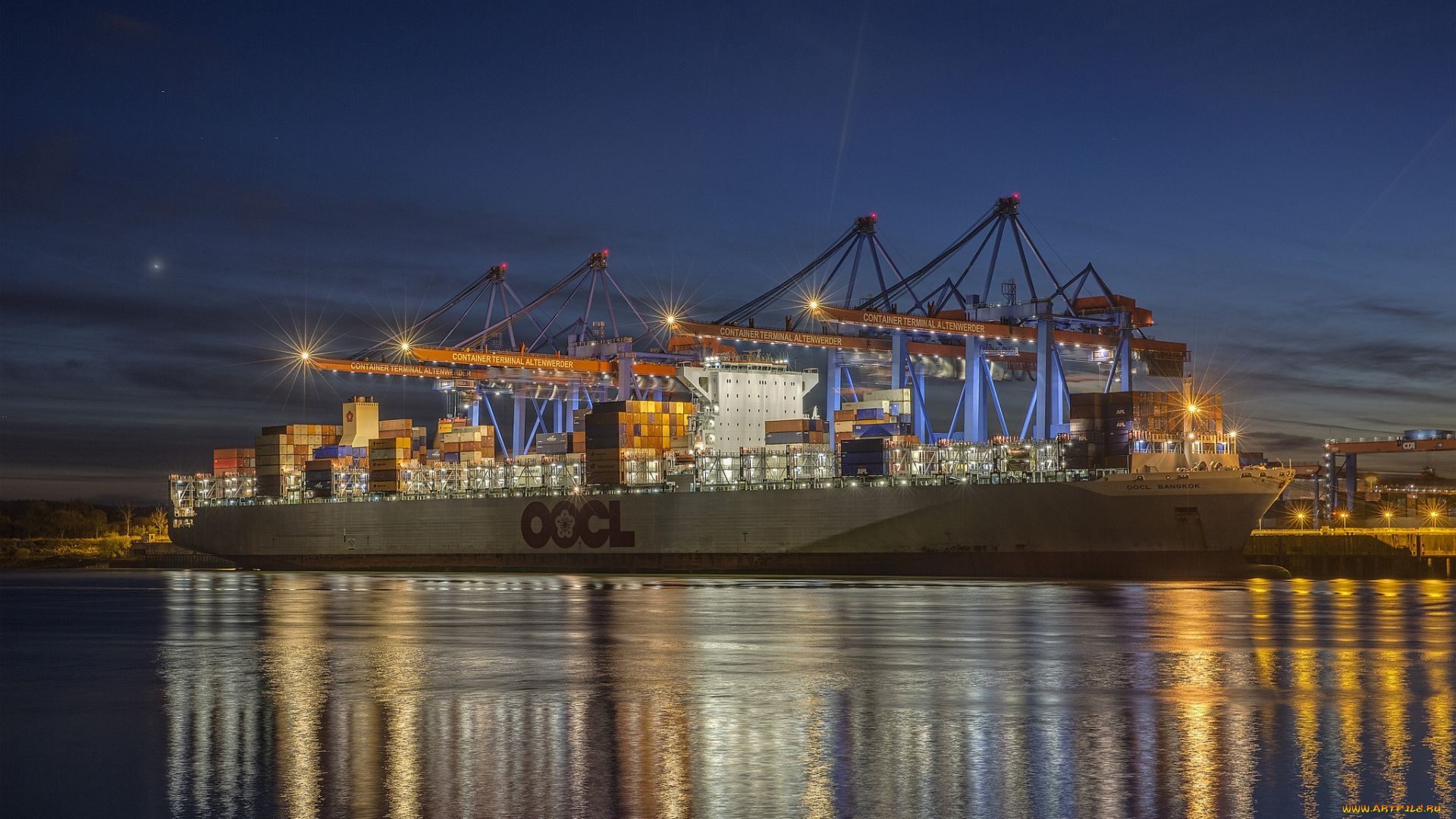 корабли, грузовые, суда, контейнеровоз