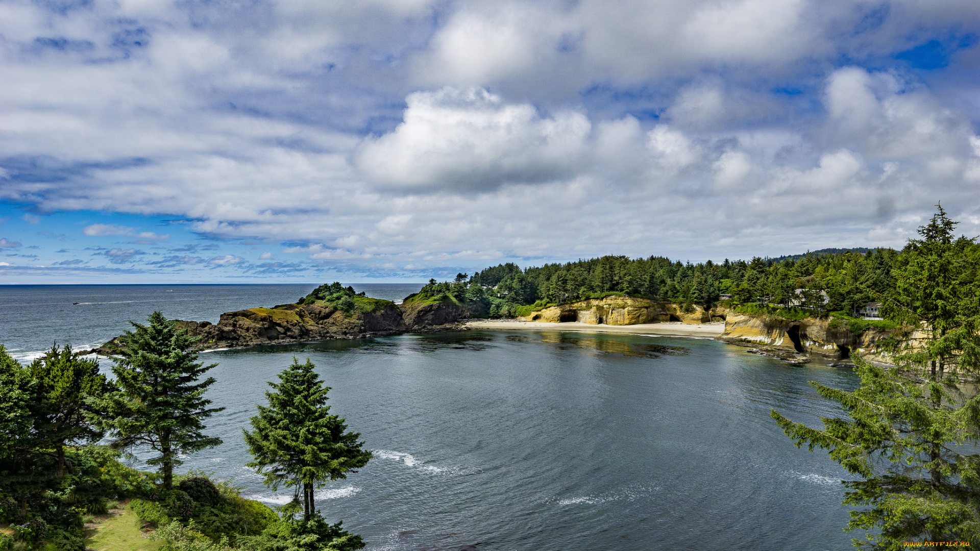 природа, побережье, простор