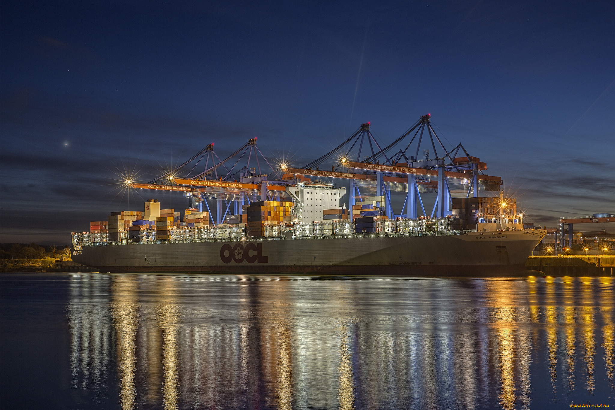 корабли, грузовые, суда, контейнеровоз