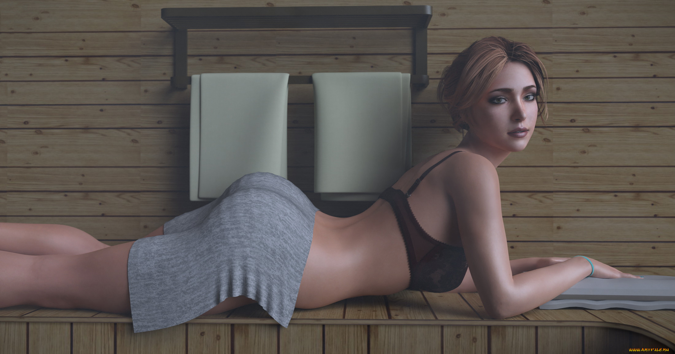 3д, графика, люди, , people, девушка, фон, взгляд, полотенце