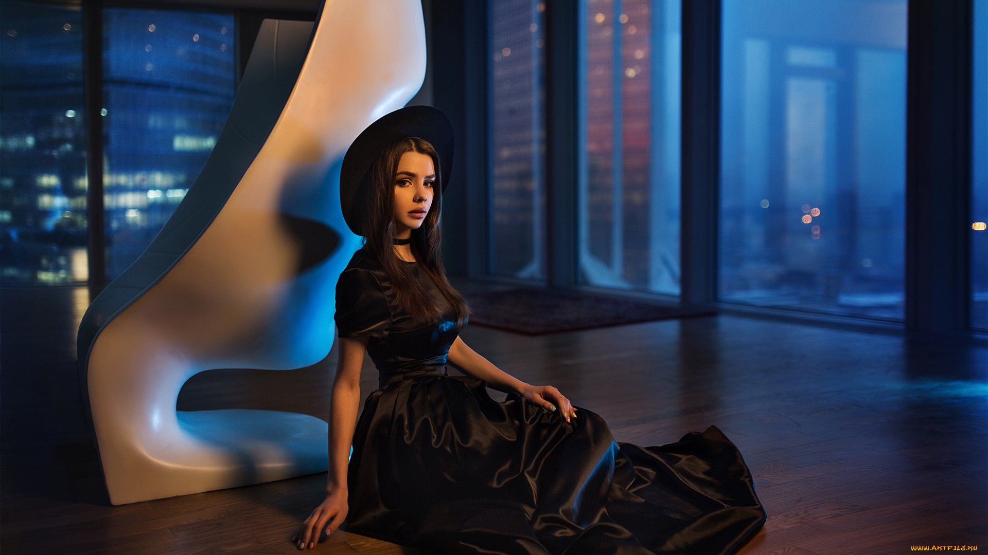 девушки, maria, way, иван, горохов, мария, вэй, maria, way, женщины, черное, платье, брюнетка, колье, длинные, волосы, в, шляпках, теплые, тона, голубой