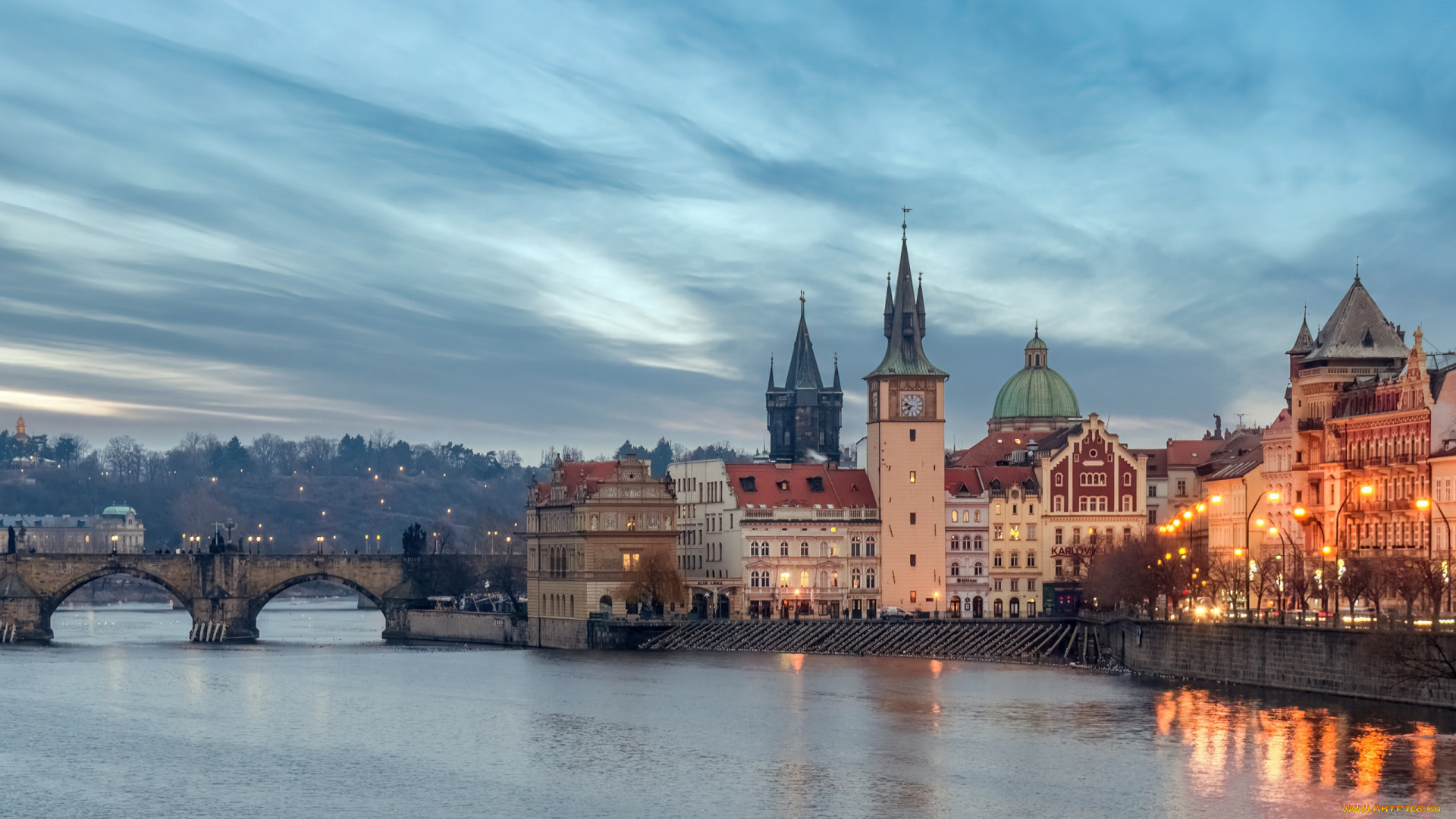 города, прага, , чехия, charles, bridge, vltava