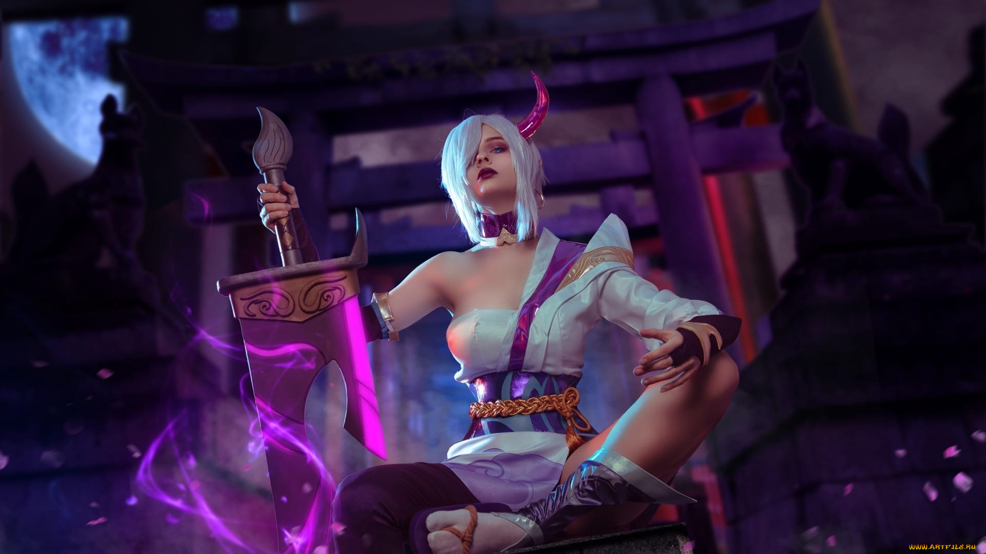 kurumirori, девушки, -, креатив, , косплей, образ, костюм, меч, дым