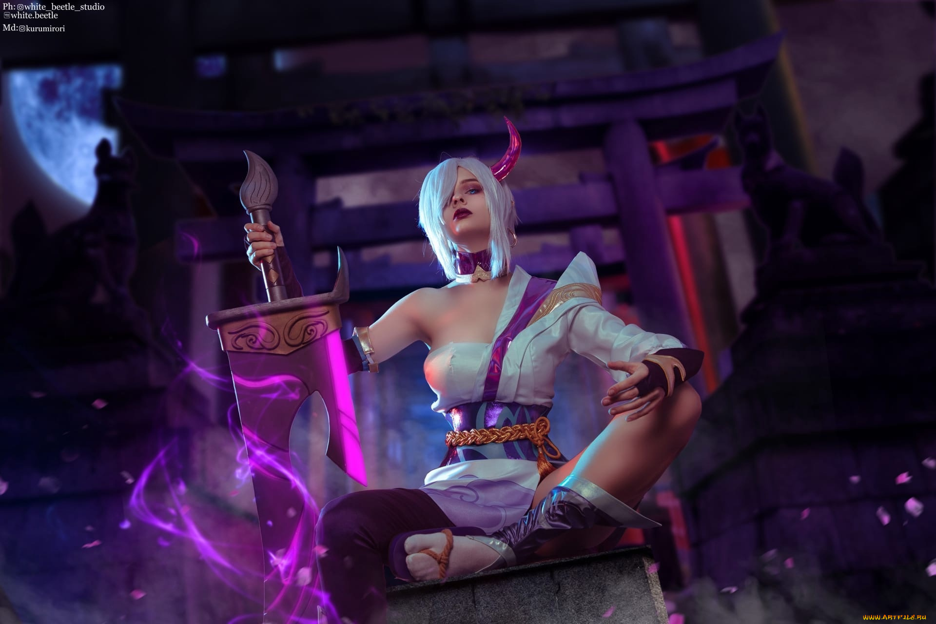 kurumirori, девушки, -, креатив, , косплей, образ, костюм, меч, дым