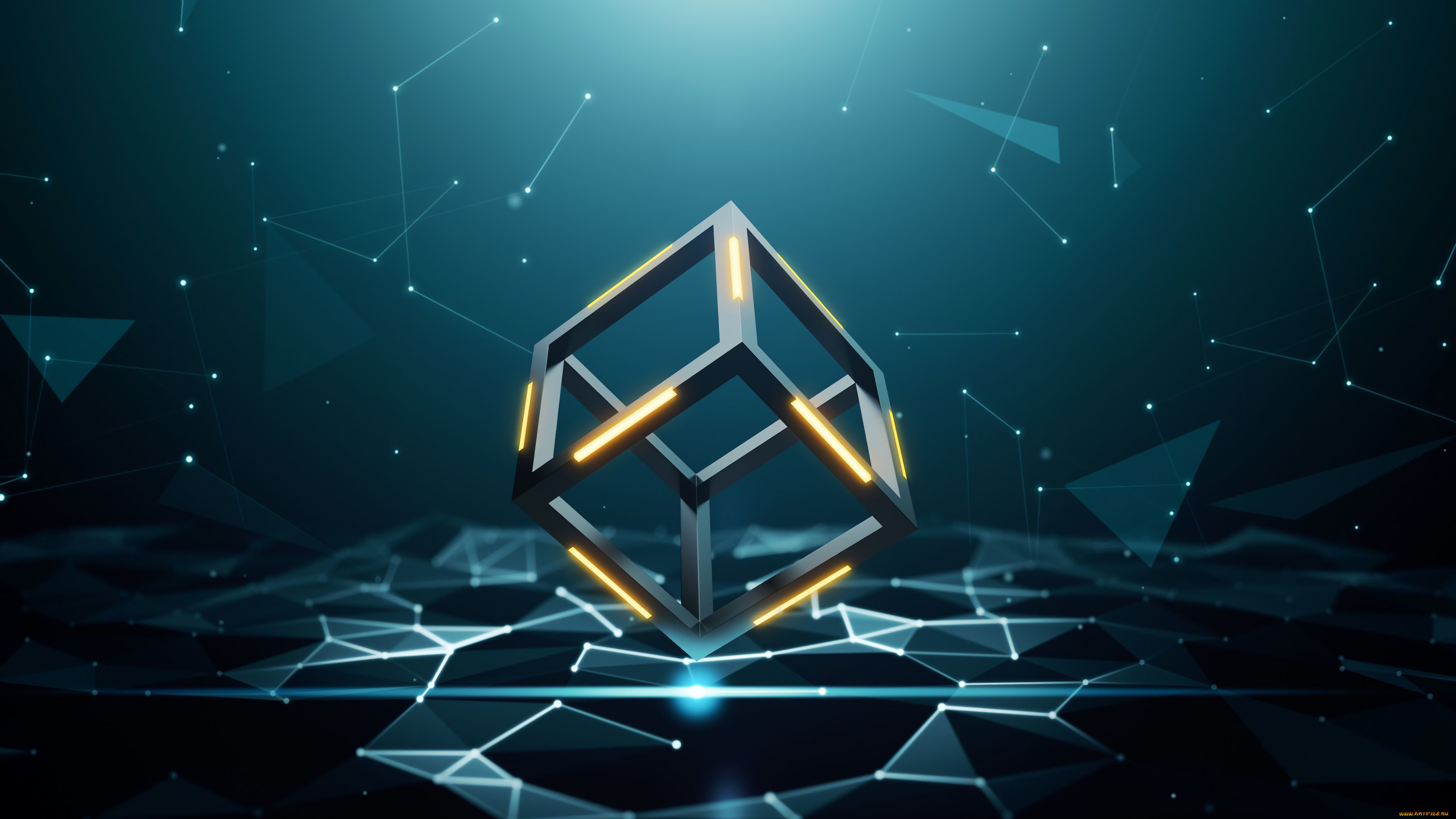 3д, графика, моделирование, , modeling, куб, треугольники