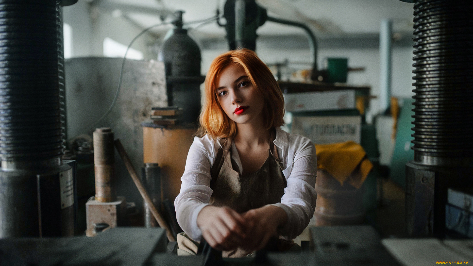 девушки, -, рыжеволосые, и, разноцветные, денис, лыткин, женщины, рыжие, красная, помада, фабрики, рабочие