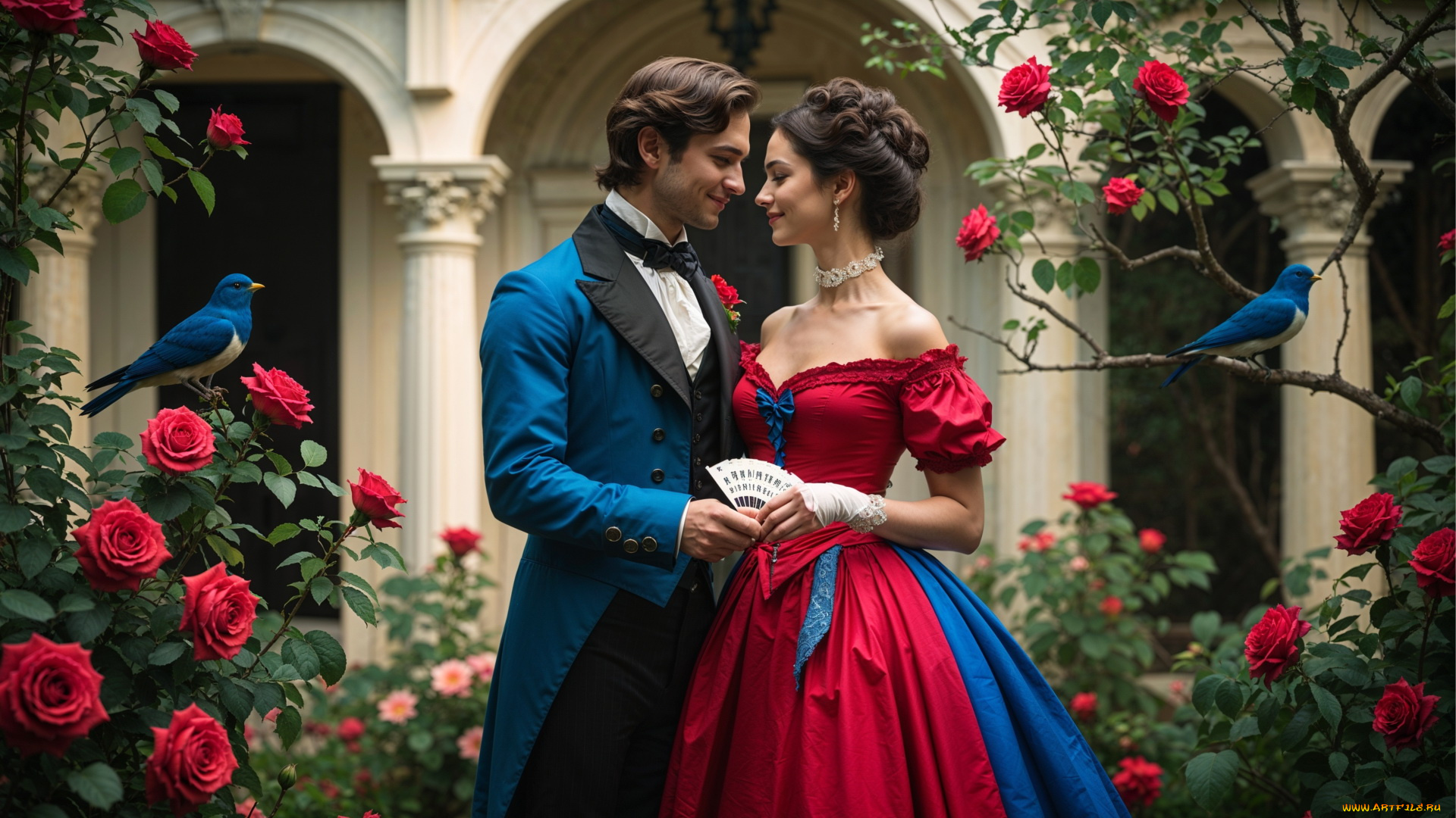 3д, графика, романтика, , romantics, влюбленные, старинная, одежда