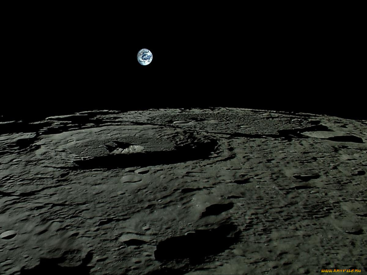 земля, вид, орбиты, луны, космос