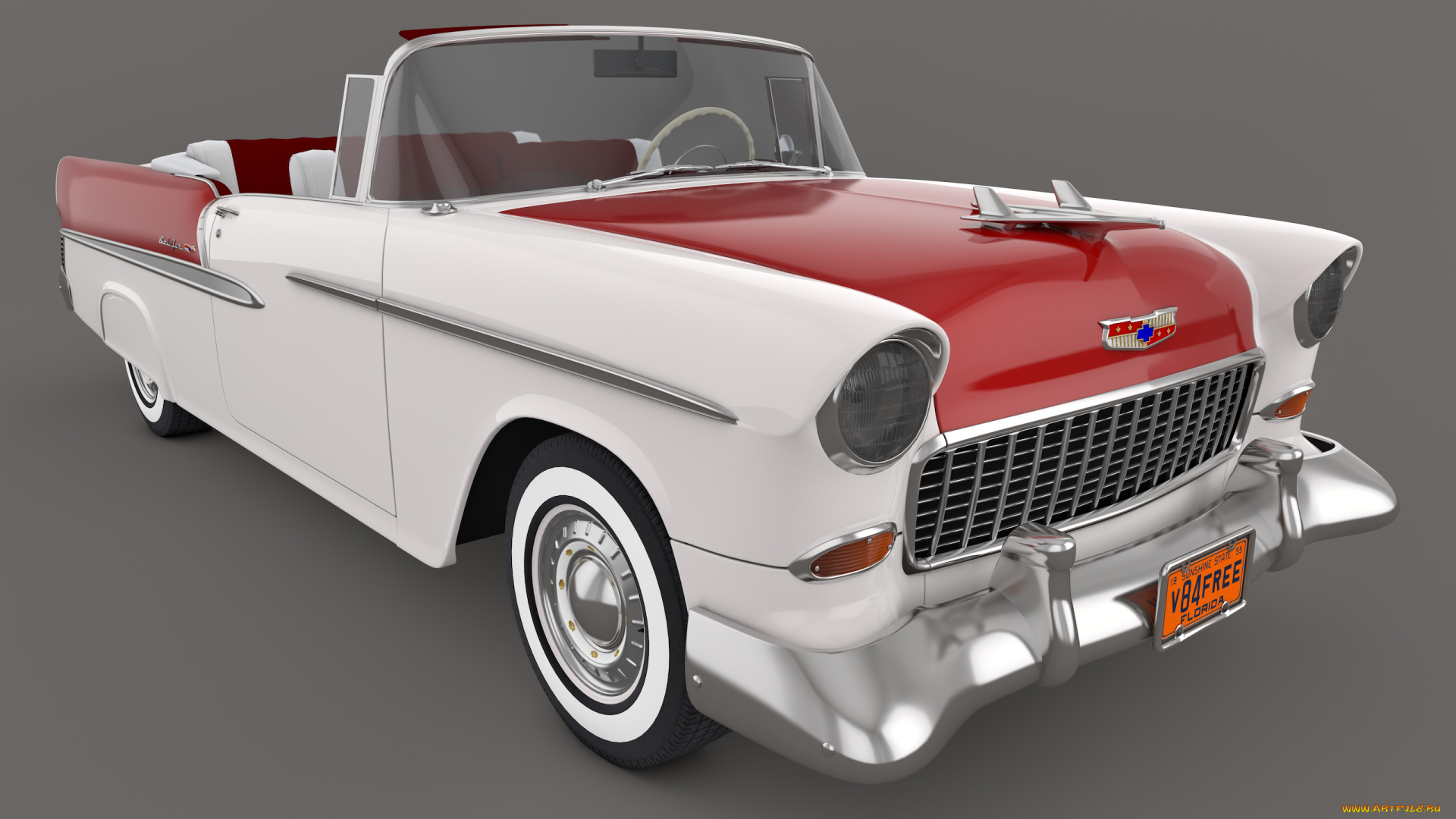 автомобили, 3д, bel, chevrolet, convertible, air, 1955