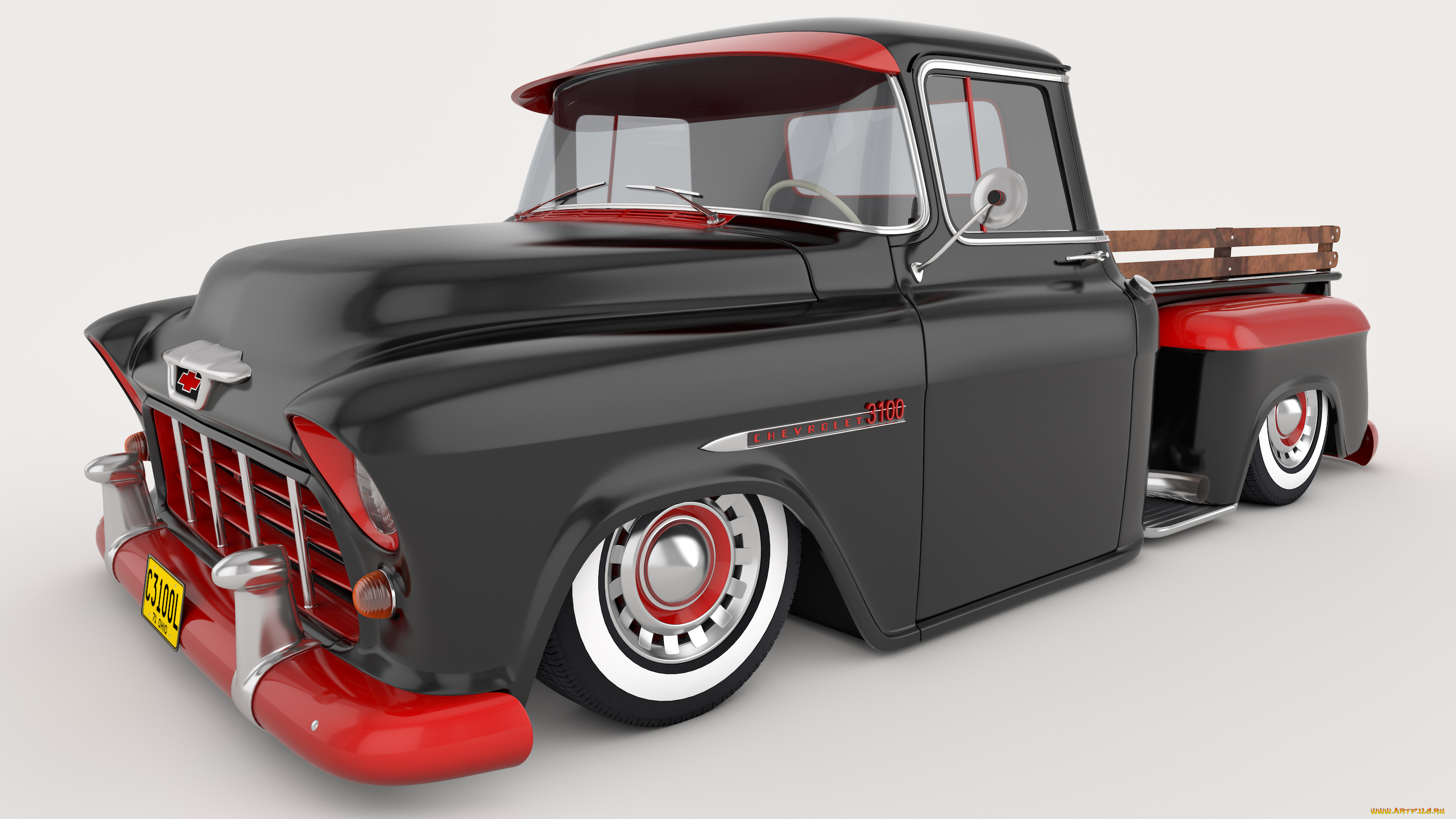 автомобили, 3д, chevrolet, 1955, 3100, pickup
