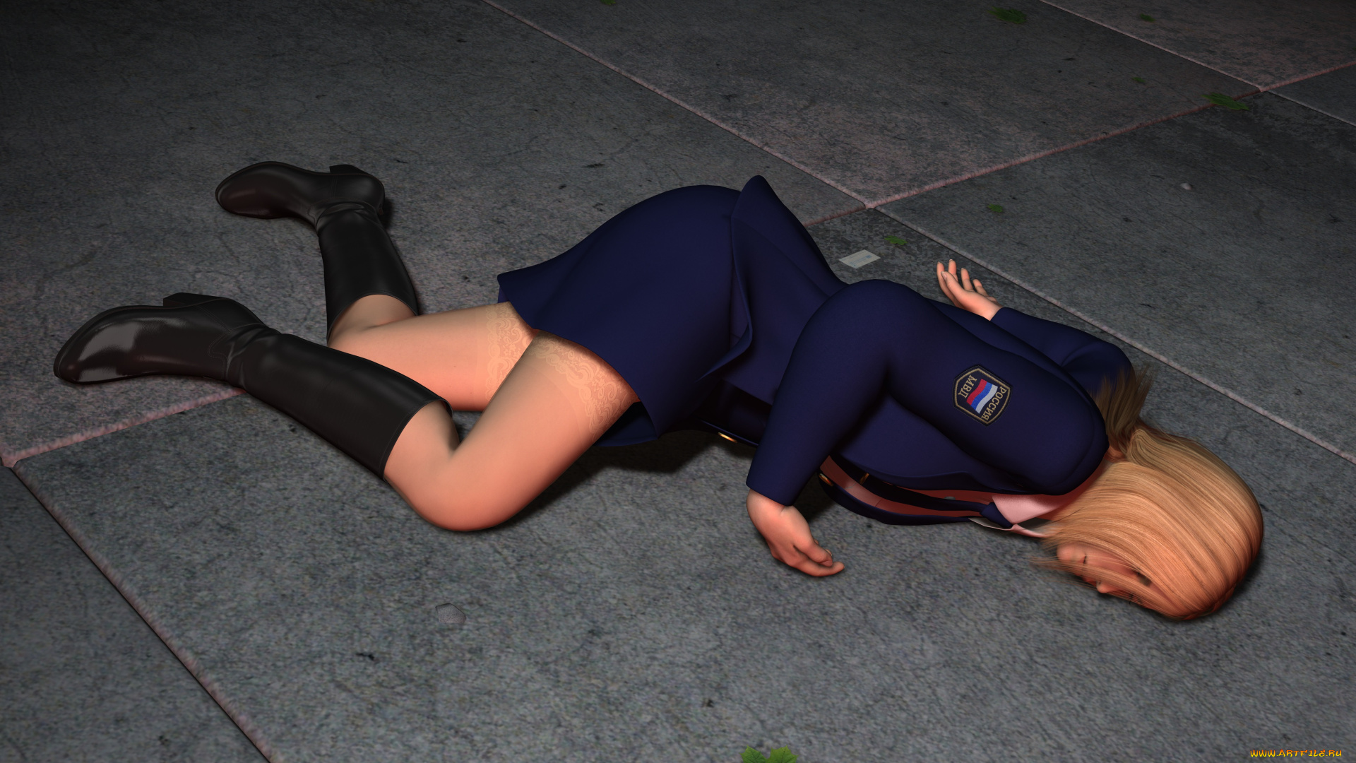 3д, графика, фантазия, , fantasy, девушка, блондинка, ранения, лежит, пол, фон