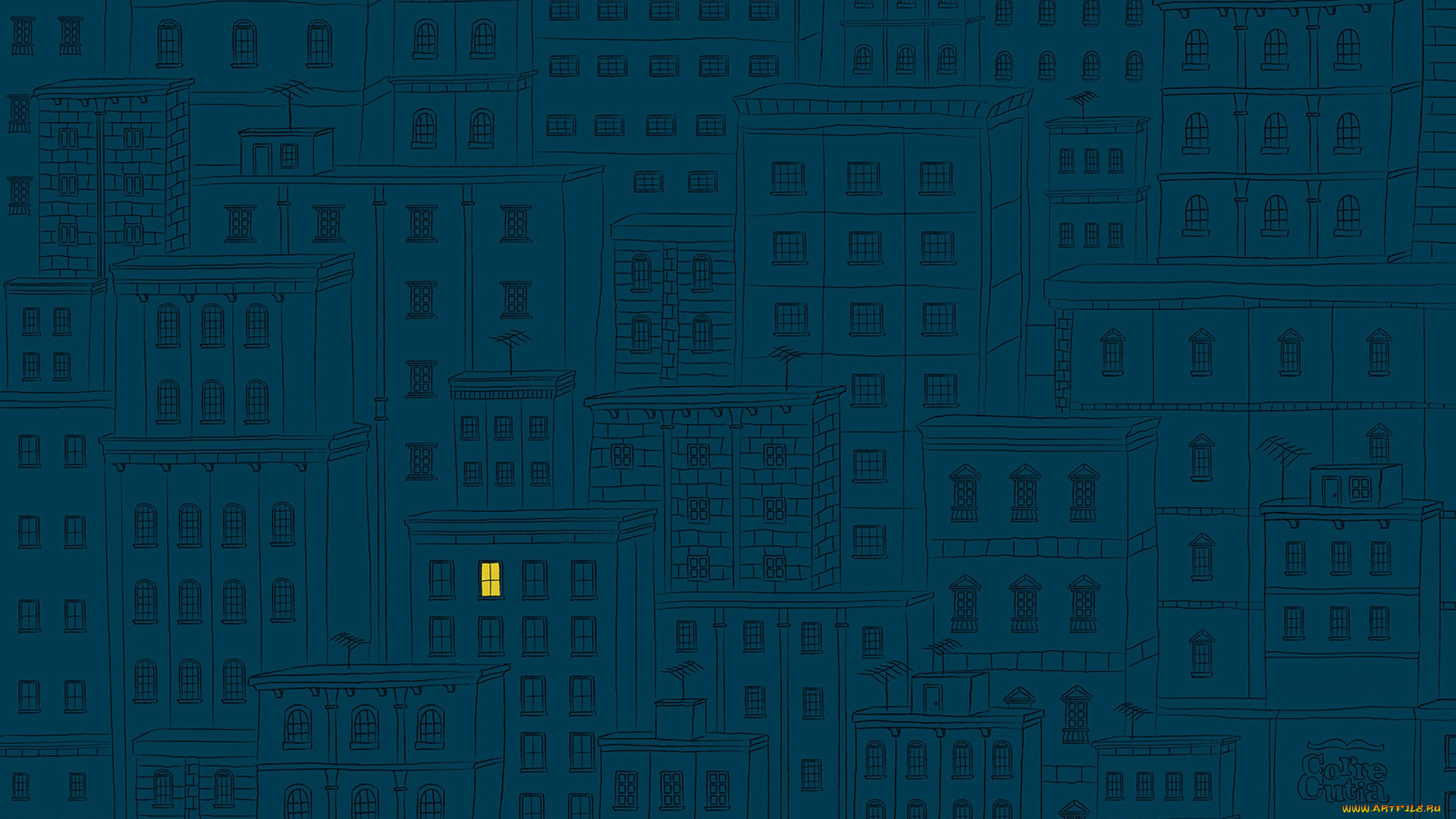 рисованное, минимализм, окна, дома