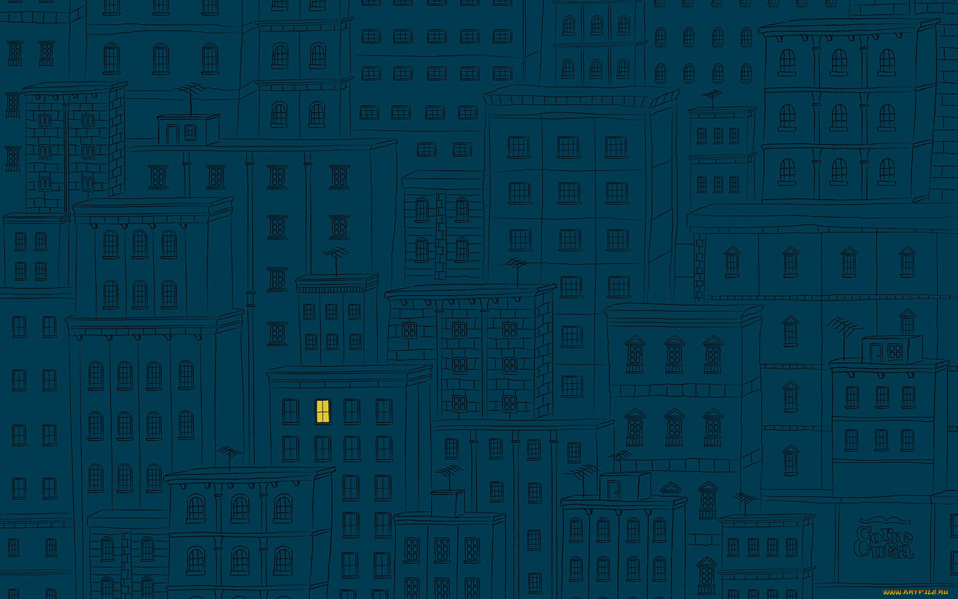 рисованное, минимализм, окна, дома