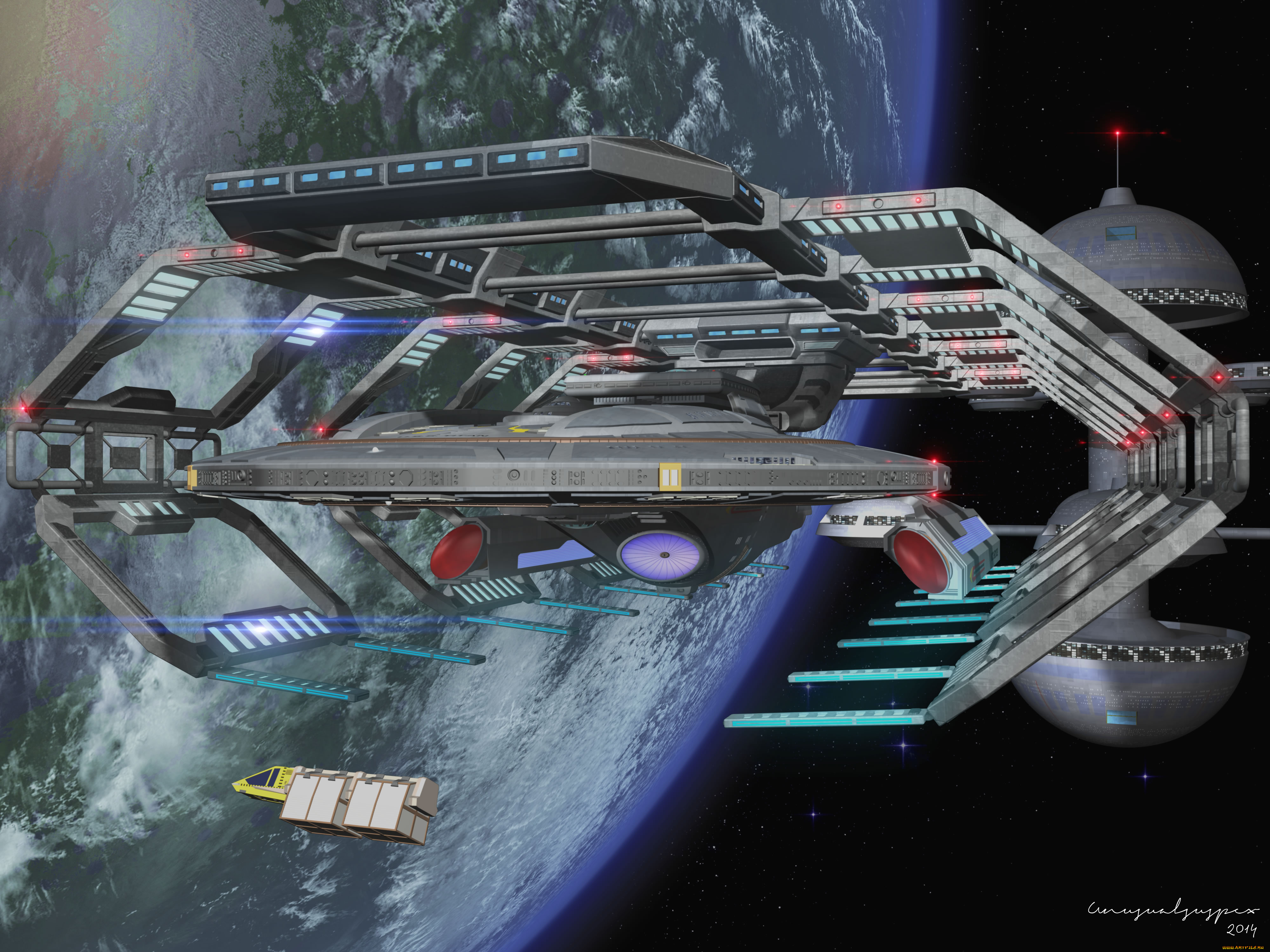 космос, арт, вселенная, звезды, космический, корабль