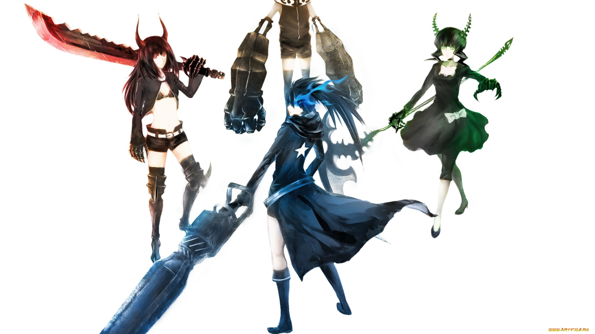 аниме, black, rock, shooter, black, rock, shooter, irino, saya, koutari, yuu, kuroi, mato, takanashi, yomi, арт, девушки, оружие, antiallan