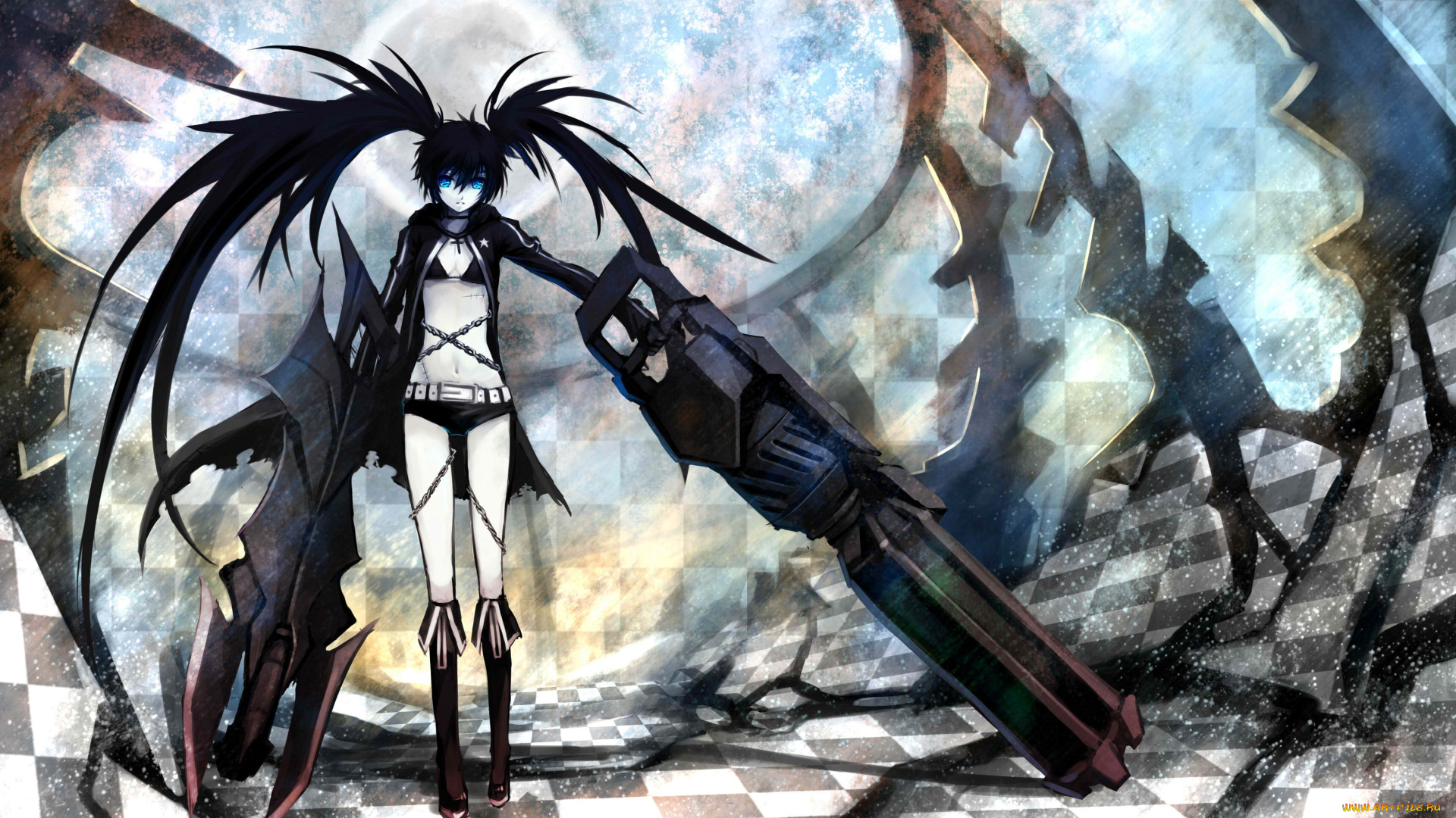 аниме, black, rock, shooter, black, rock, shooter, kuroi, mato, kbk1234, арт, девушка, оружие