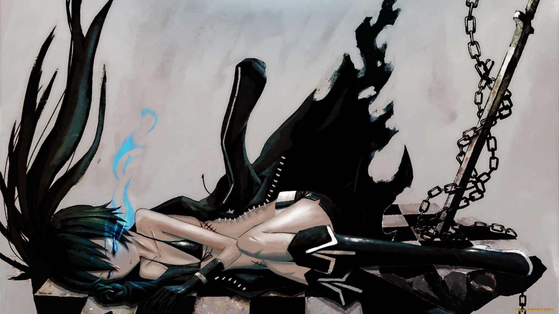 аниме, black, rock, shooter, black, rock, shooter, kuroi, mato, rebas, арт, девушка