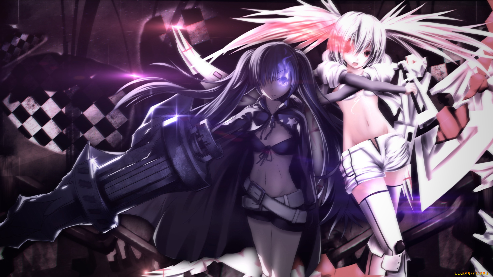 аниме, black, rock, shooter, kuroi, mato, black, rock, shooter, оружие, девушки, арт, white