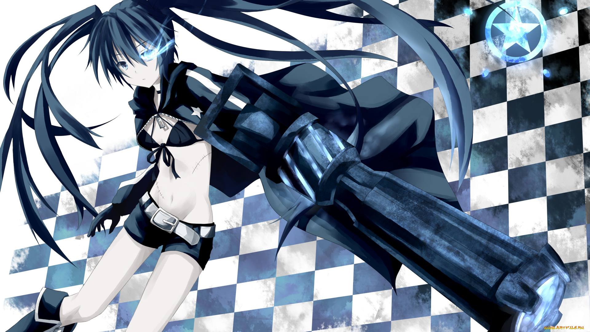 аниме, black, rock, shooter, оружие, девушка, арт, nagomi, no, ame, kuroi, mato, black, rock, shooter