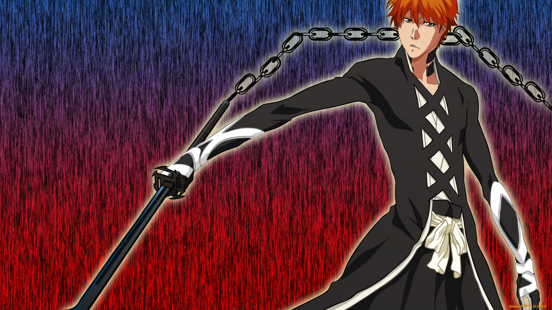 аниме, bleach, меч, парень, ичиго, куросаки, блич, арт