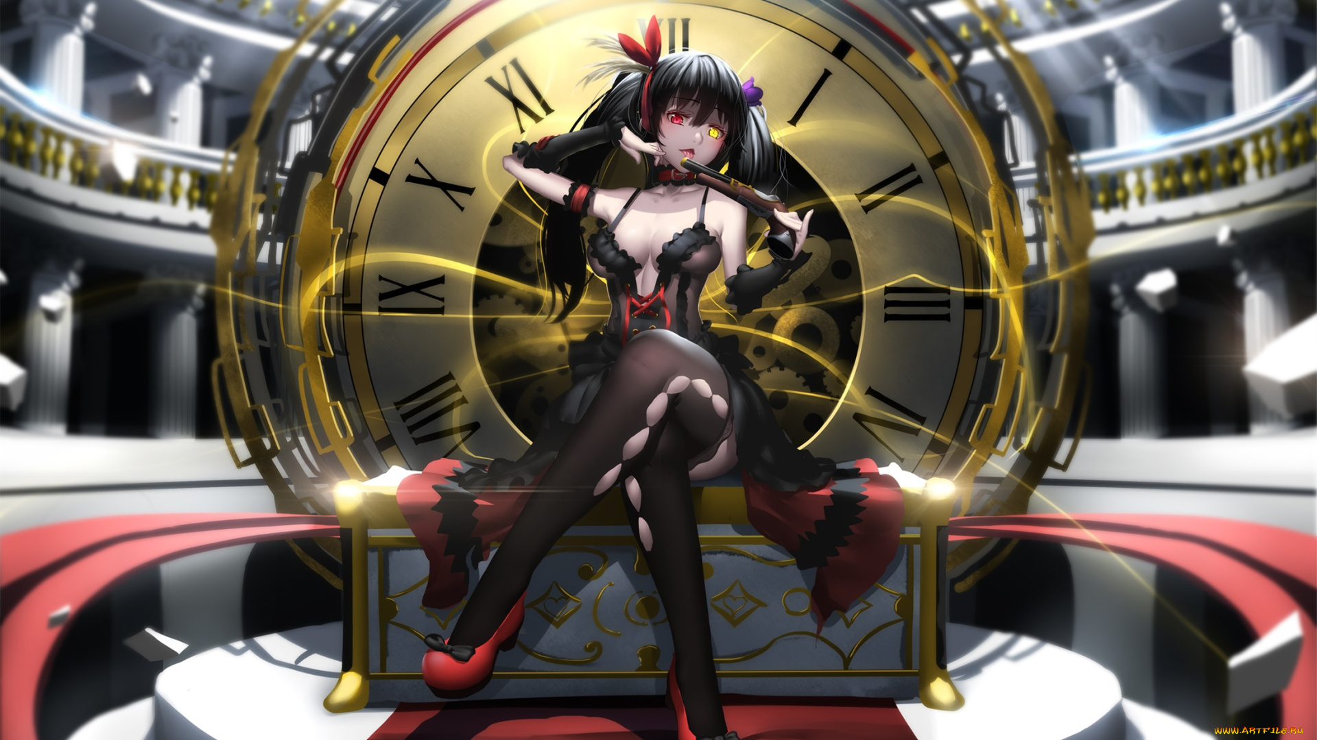 аниме, date, a, live, арт, hk-zxd0554, tokisaki, kurumi, часы, девушка, date, a, live