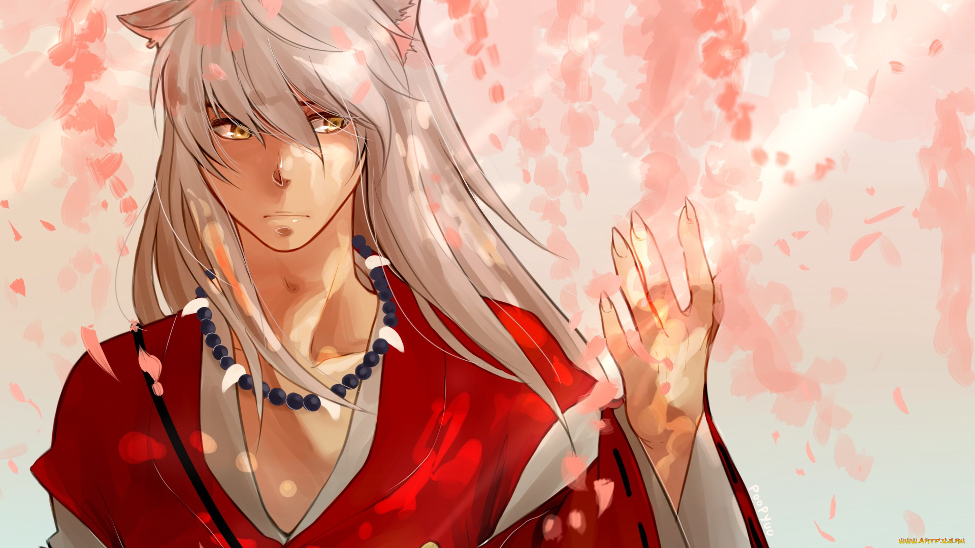 аниме, inuyasha, инуяша, парень, полу-демон, арт