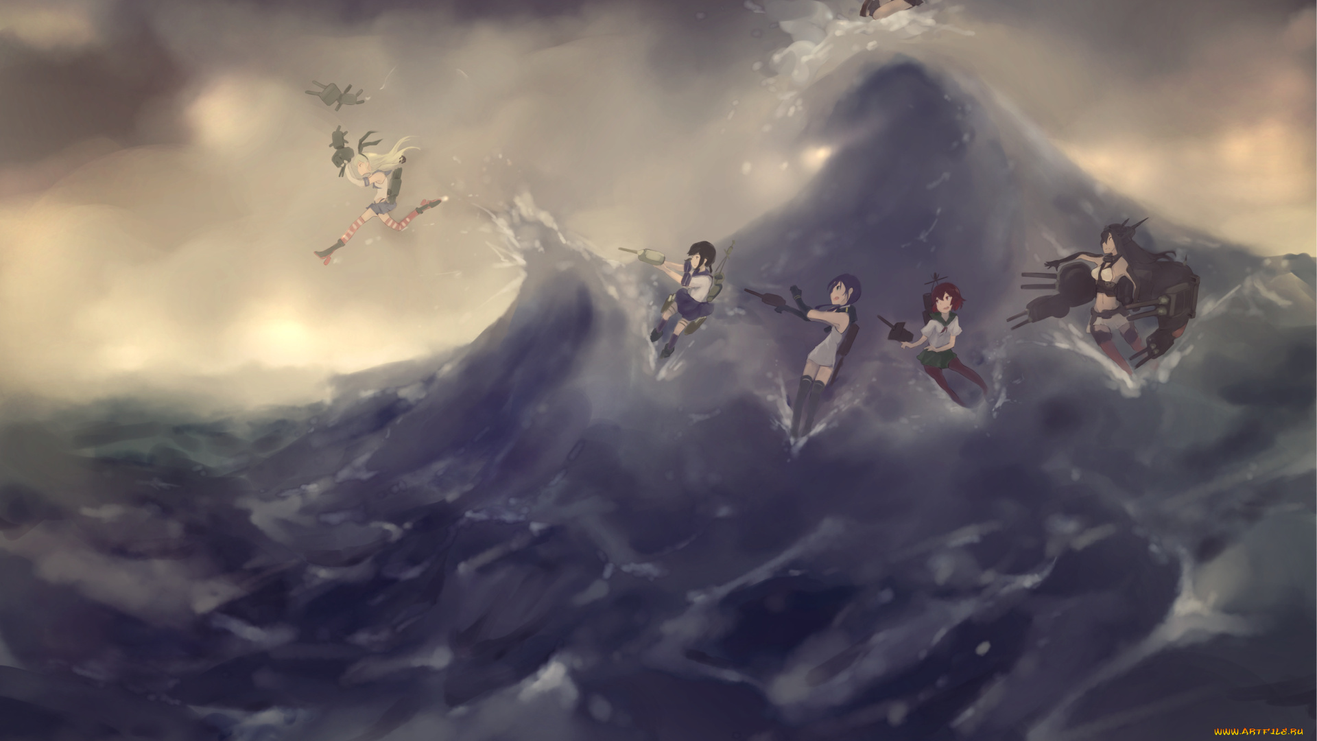 аниме, kantai, collection, арт, девушки, tagme, artist, shimakaze, sendai, samidare, rensouhou-chan, вода, оружие, nagato, mutsuki, kancolle, fubuki, kantai, collection