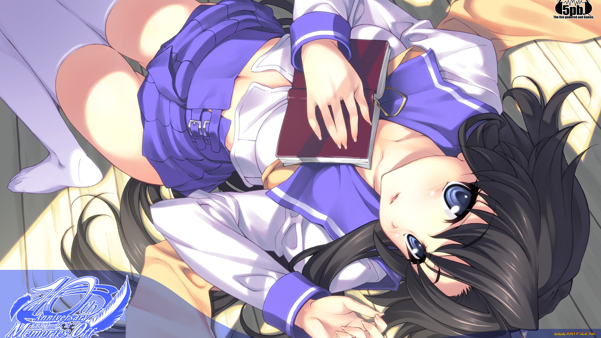 аниме, memories, off, арт, ikeda, yasuhiro, лежит, взгляд, девушка, hakosaki, chisa