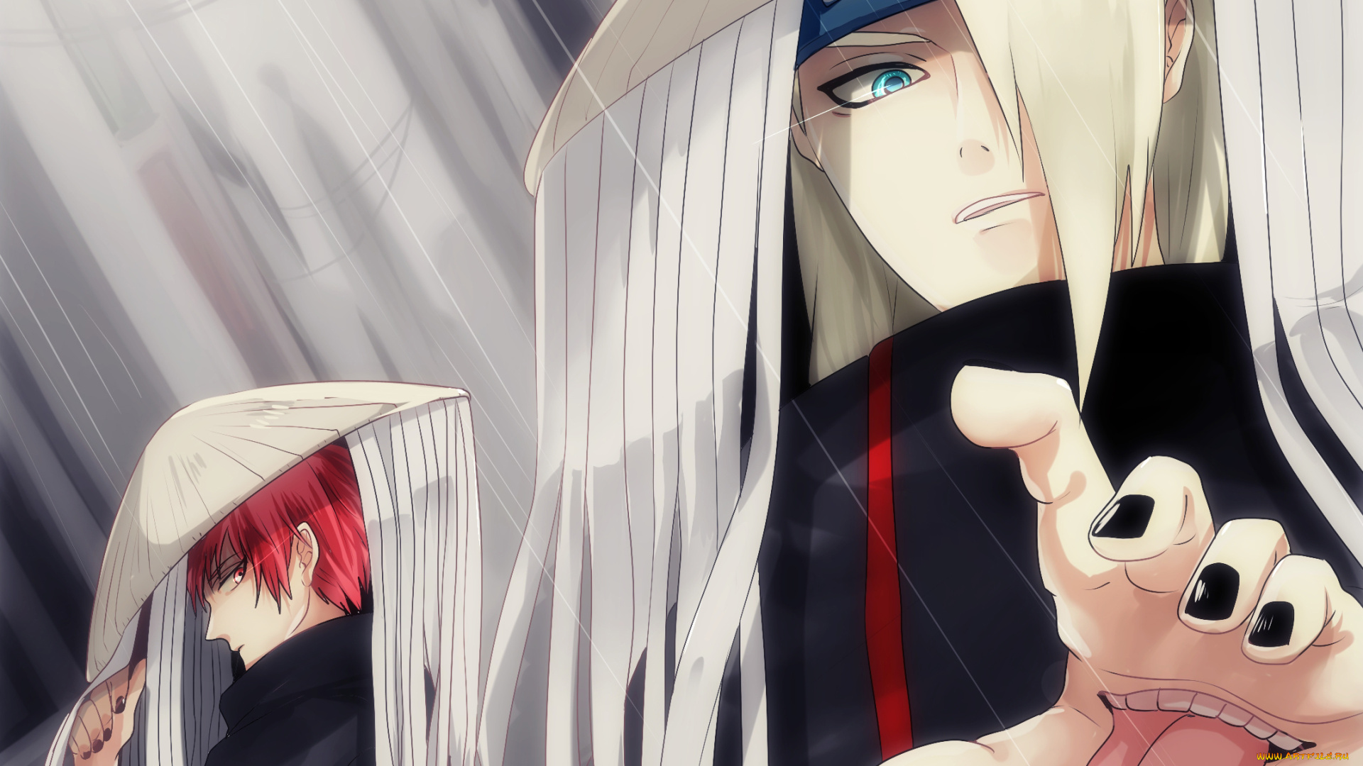 аниме, naruto, deidara, язык, рука, взгляд, наруто, sasori