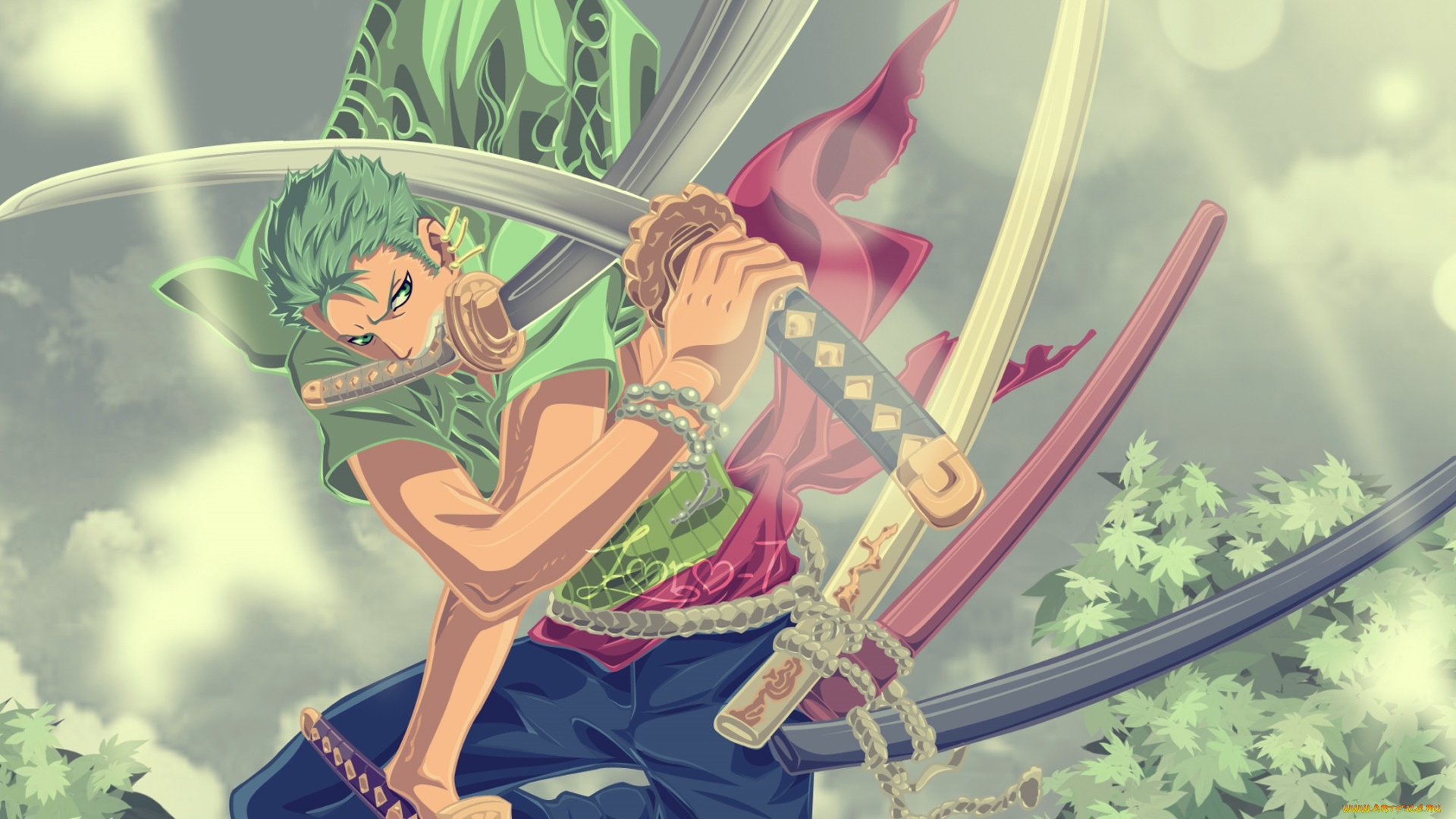 аниме, one, piece, оружие, парень, большой, куш, мечи, арт