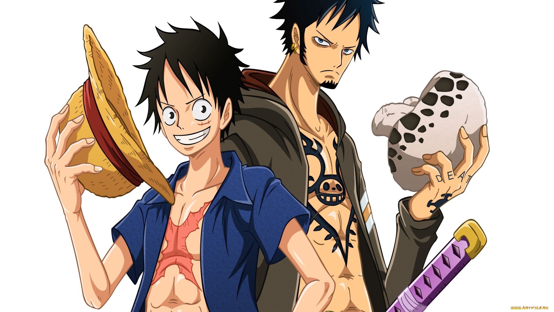 аниме, one, piece, шляпа, большой, куш, парни, арт