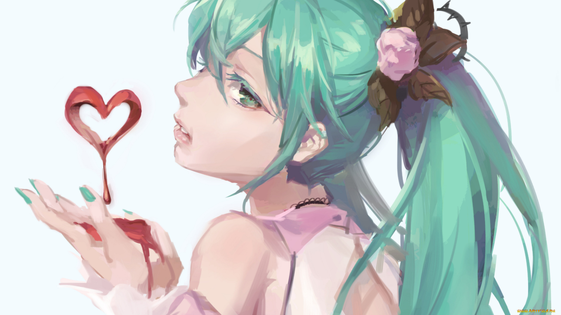 аниме, vocaloid, сердце, девушка, арт, hatsune, miku