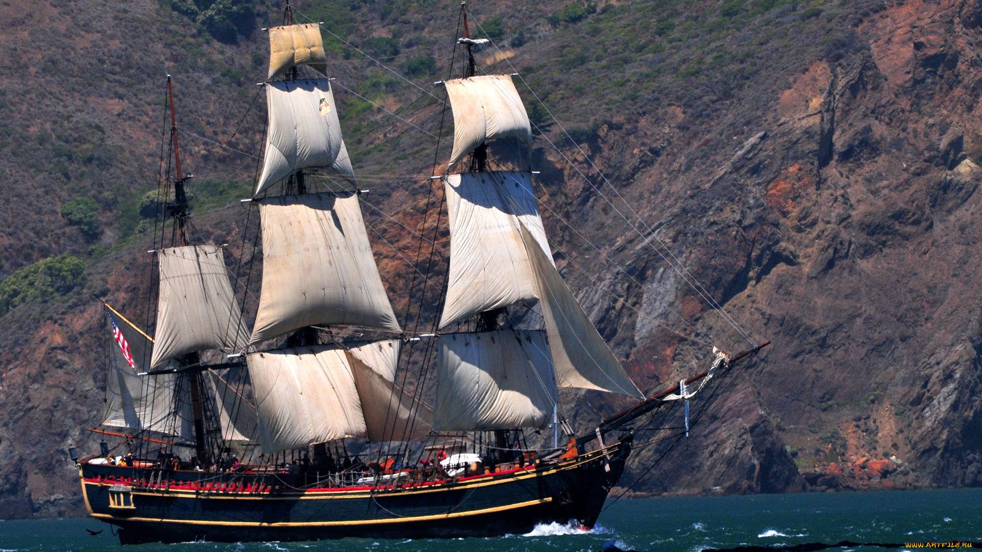 hms, bounty, корабли, парусники, паруса, снасти, мачты